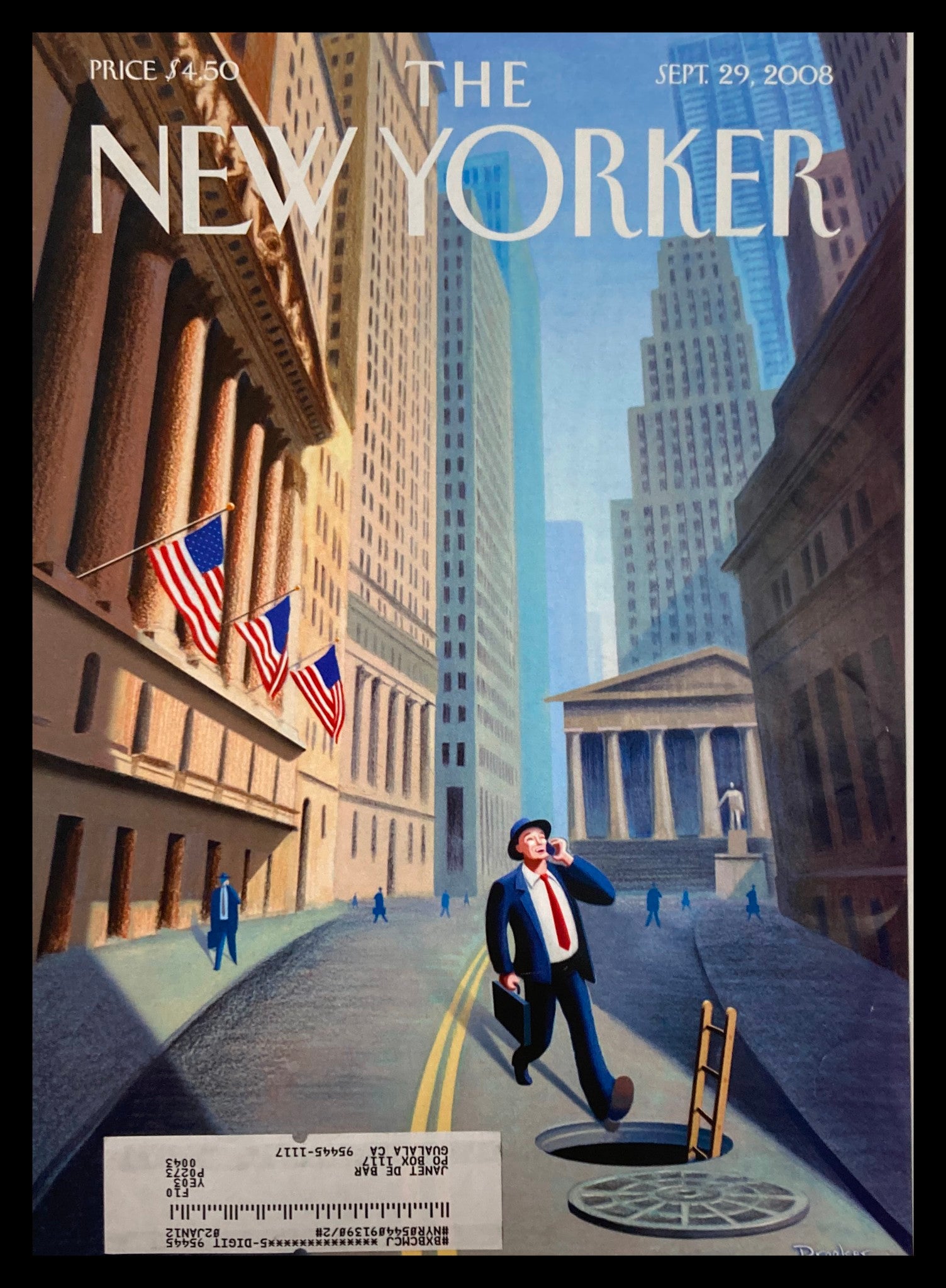 COVER ONLY The New Yorker September 29 2008 Street Hole by Eric Drooker