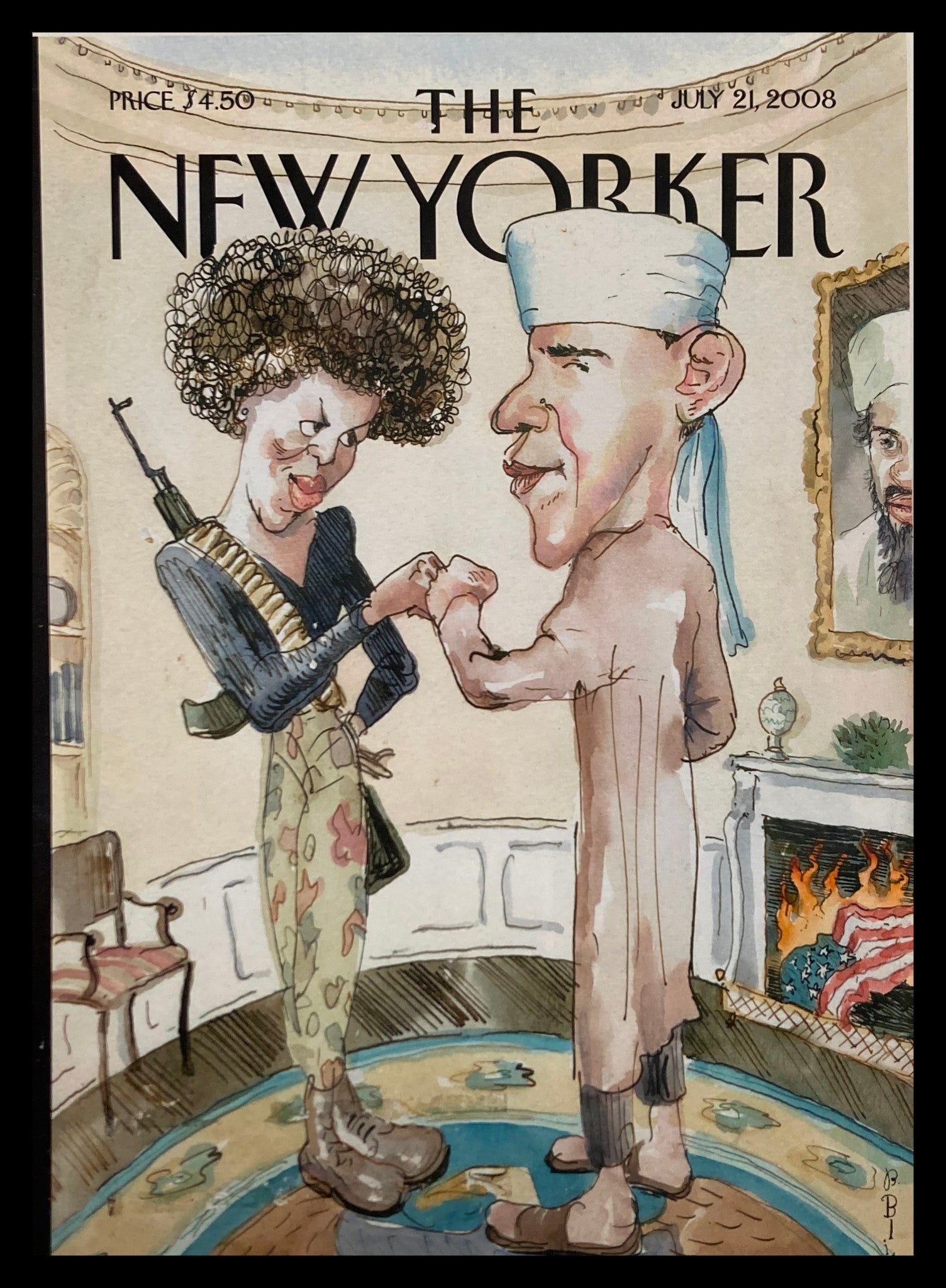 COVER ONLY The New Yorker July 21 2008 Michelle & Barack Obama by Barry Blitt