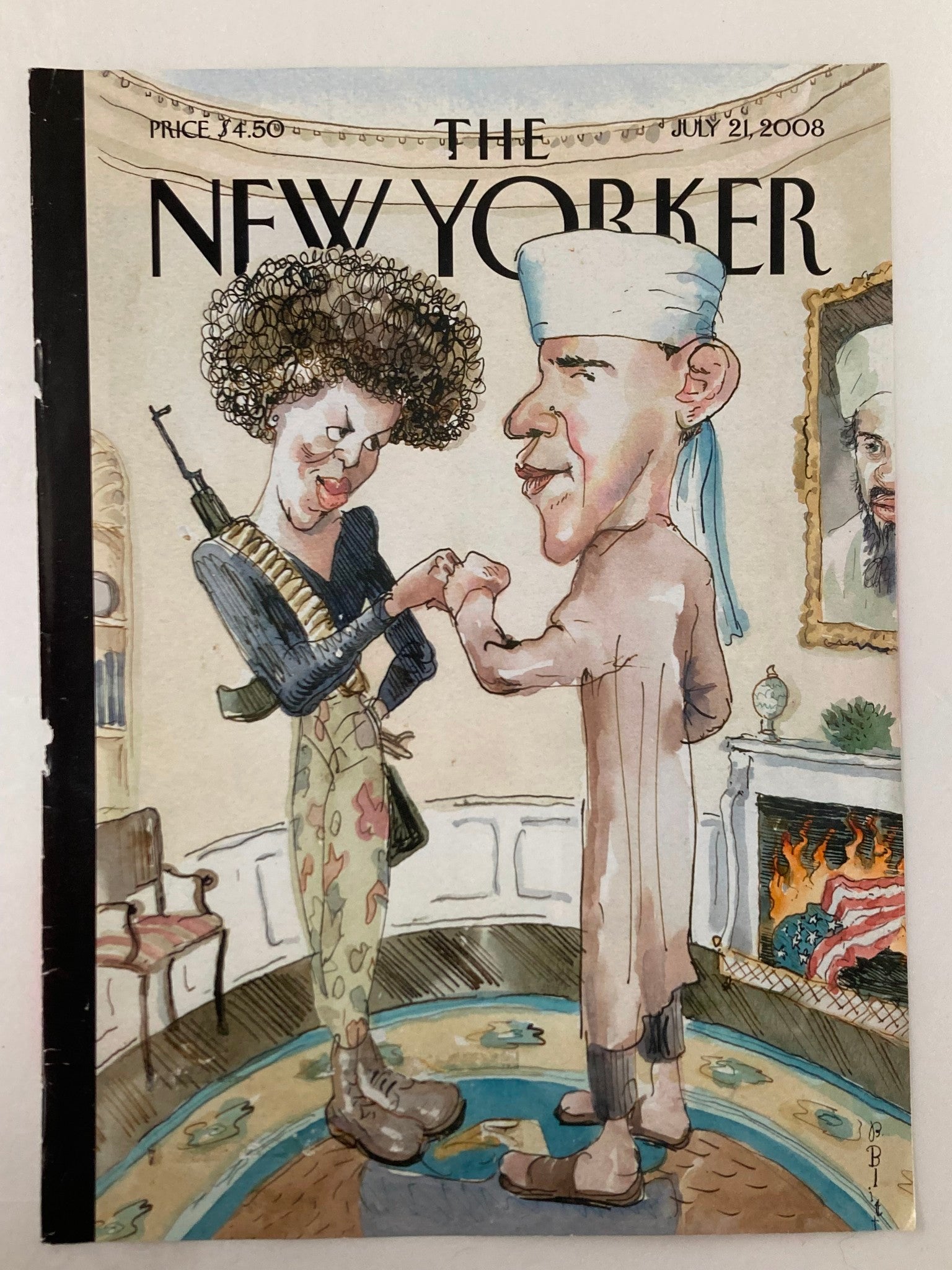 COVER ONLY The New Yorker July 21 2008 Michelle & Barack Obama by Barry Blitt