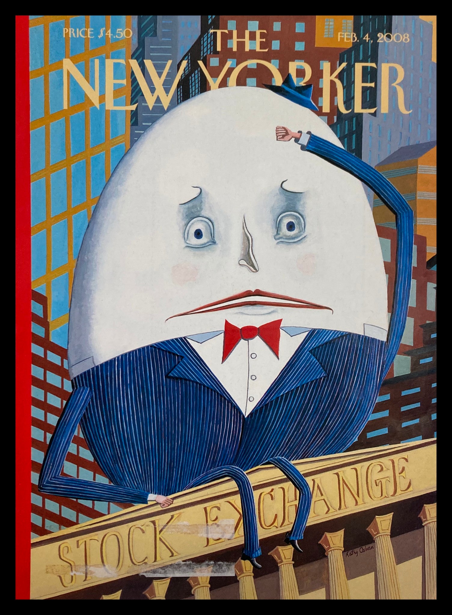 COVER ONLY The New Yorker February 4 2008 Stock Exchange by Kathy Osborn