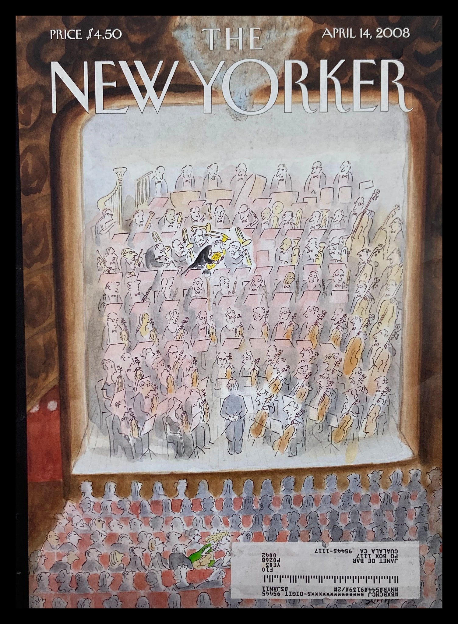 COVER ONLY The New Yorker April 14 2008 Orchestra by Jean-Jacques Sempé