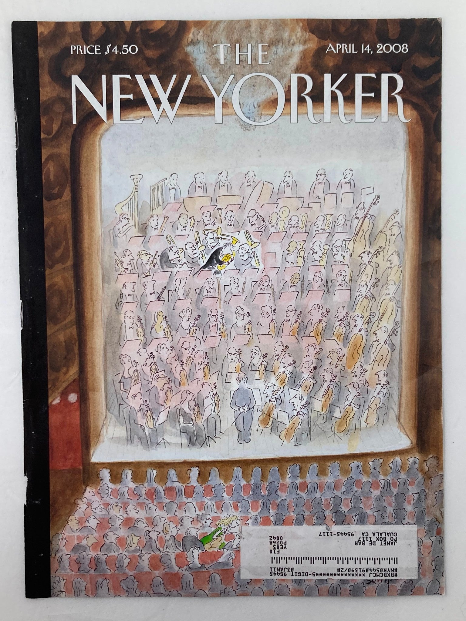 COVER ONLY The New Yorker April 14 2008 Orchestra by Jean-Jacques Sempé