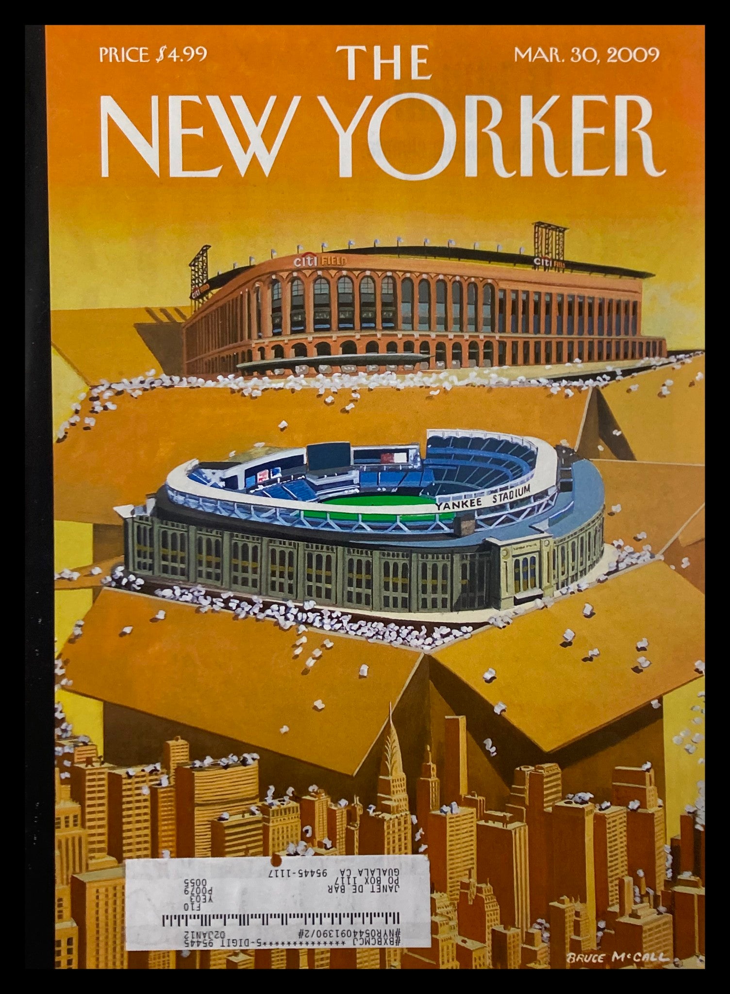 COVER ONLY The New Yorker March 30 2009 Opening Day by Bruce McCall