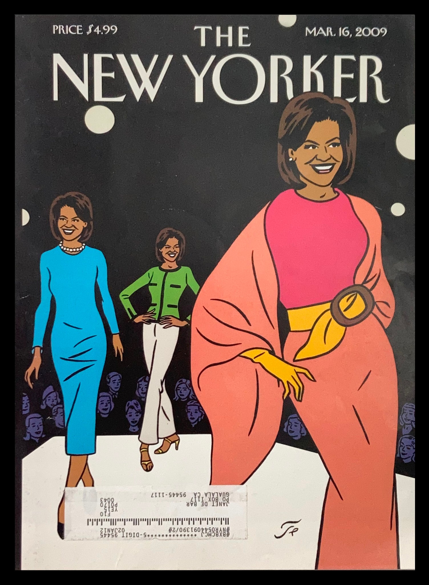 COVER ONLY The New Yorker March 16 2009 Michelle Obama by Jean-Claude Floc'h