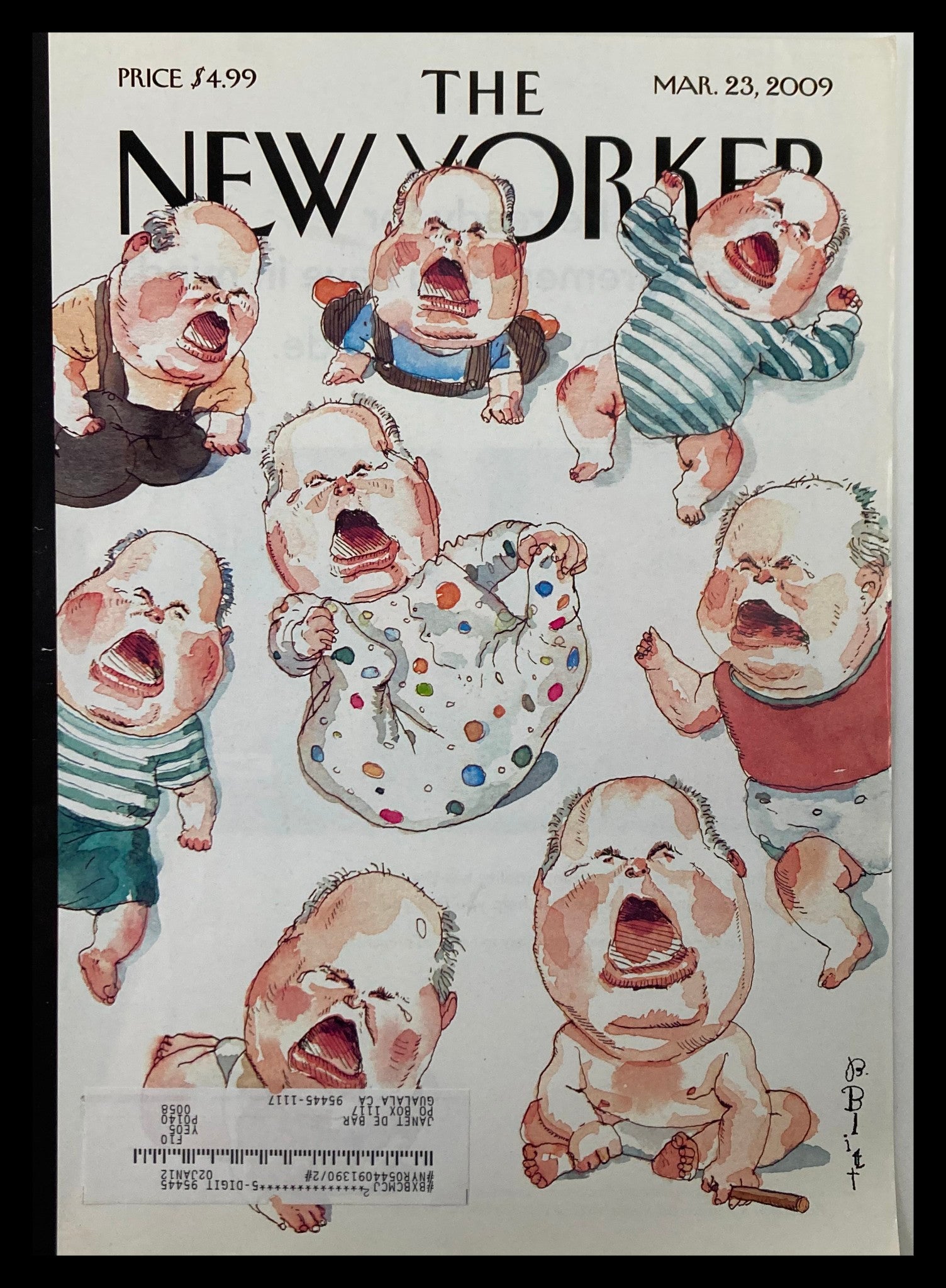 COVER ONLY The New Yorker March 23 2009 Octo Rush by Barry Blitt