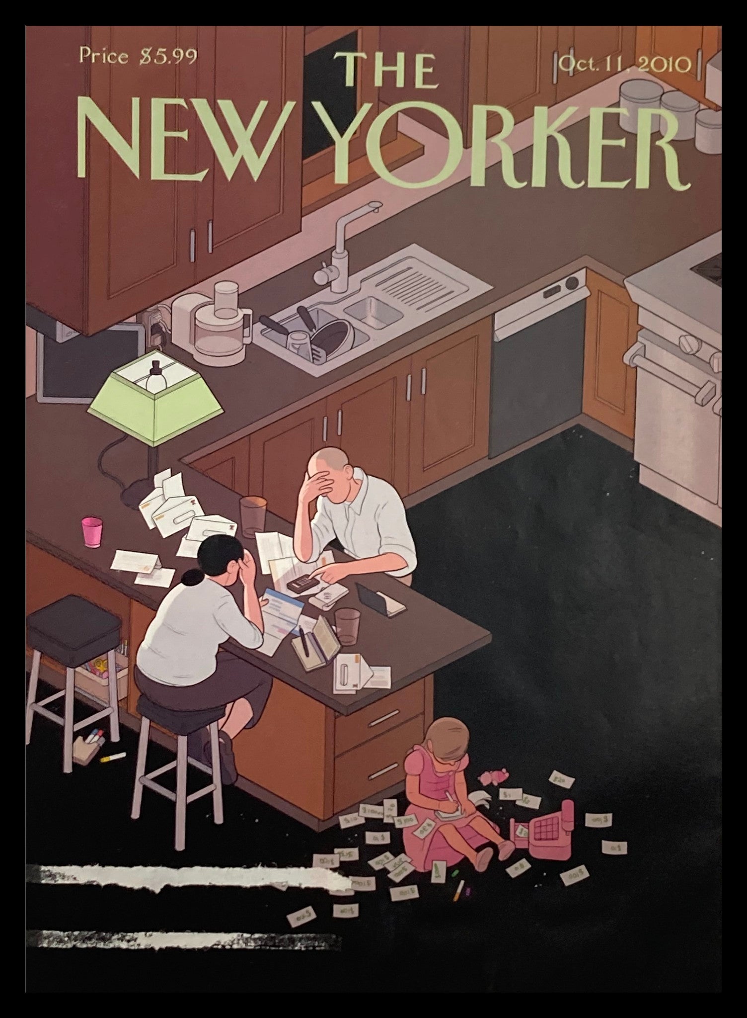 COVER ONLY The New Yorker October 11 2010 Dues and Bills by Chris Ware