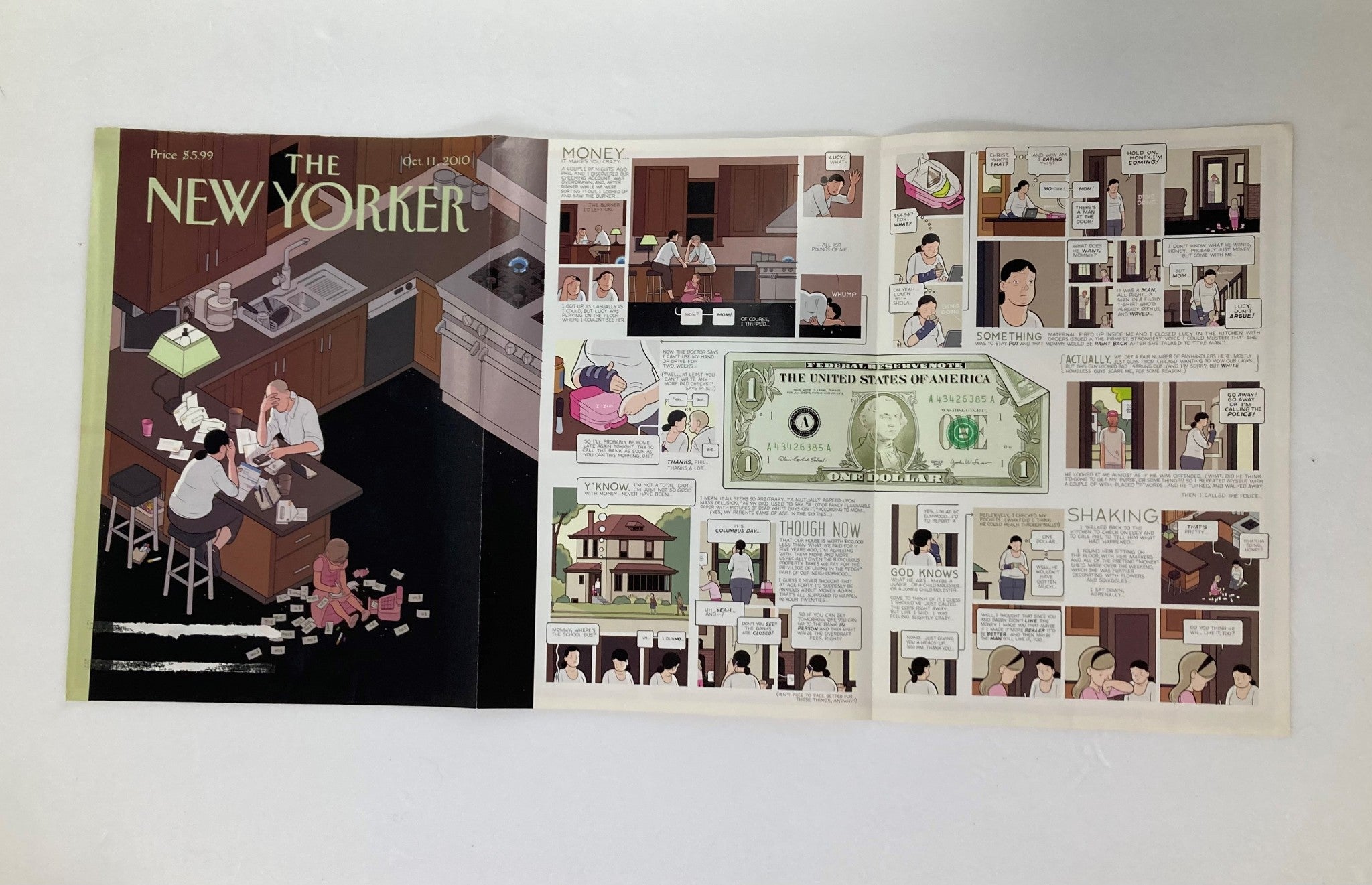 COVER ONLY The New Yorker October 11 2010 Dues and Bills by Chris Ware