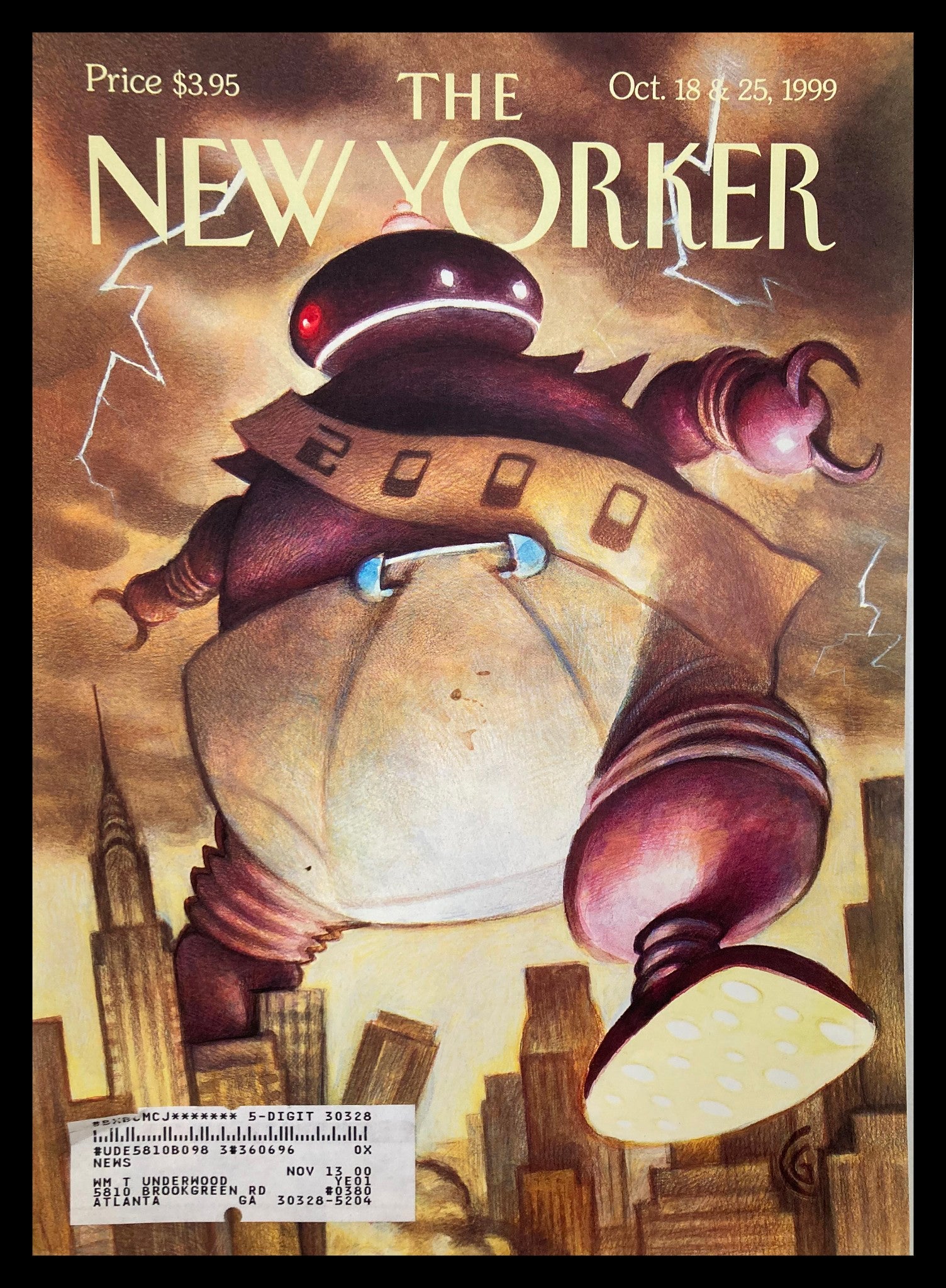 COVER ONLY The New Yorker October 18 1999 Big Baby by Carter Goodrich