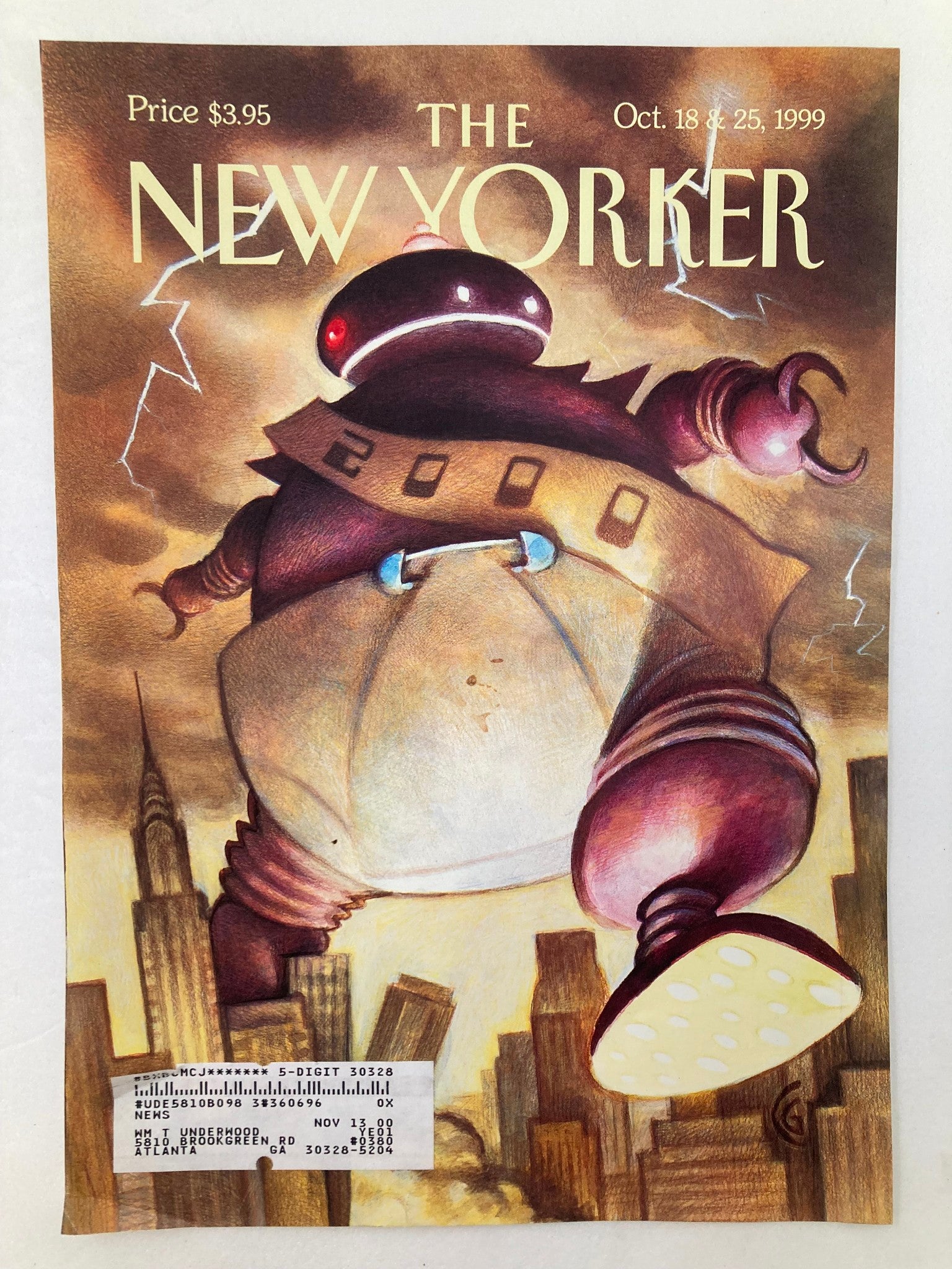 COVER ONLY The New Yorker October 18 1999 Big Baby by Carter Goodrich