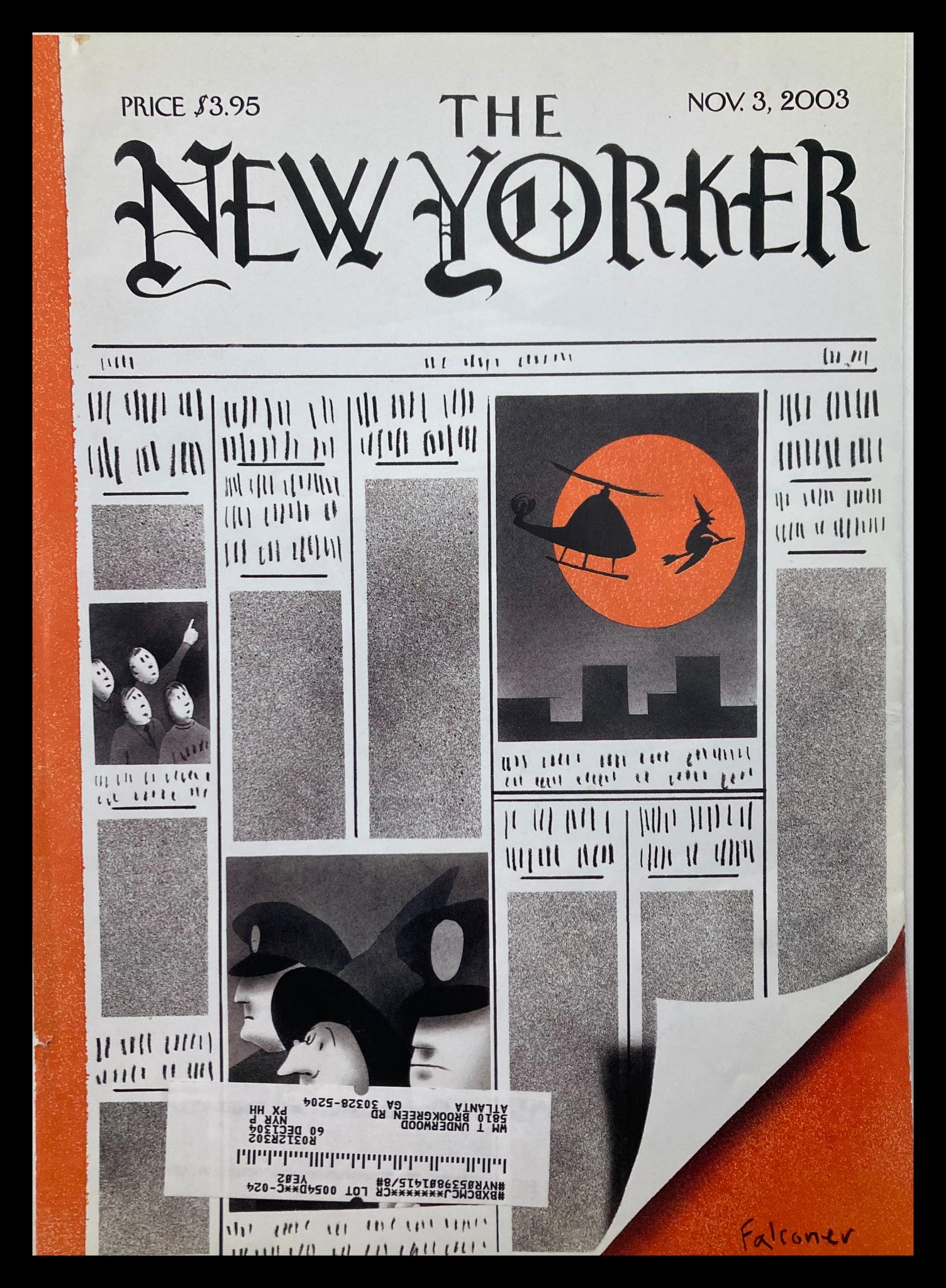 COVER ONLY The New Yorker November 3 2003 Code Orange by Ian Falconer