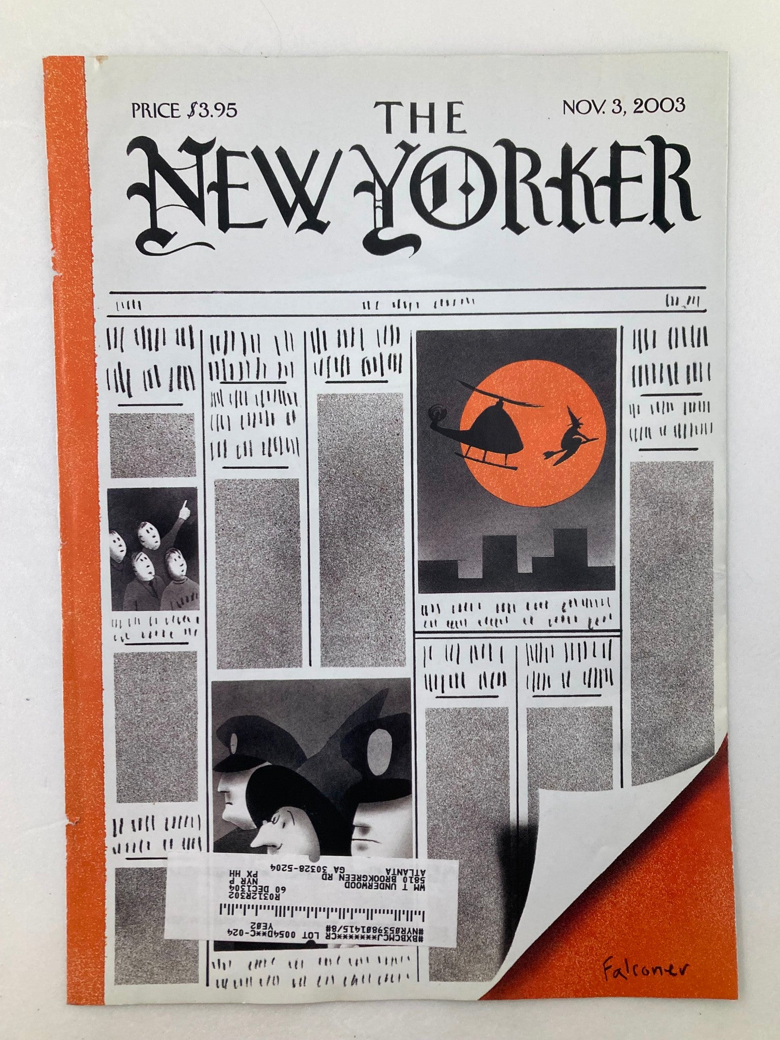 COVER ONLY The New Yorker November 3 2003 Code Orange by Ian Falconer