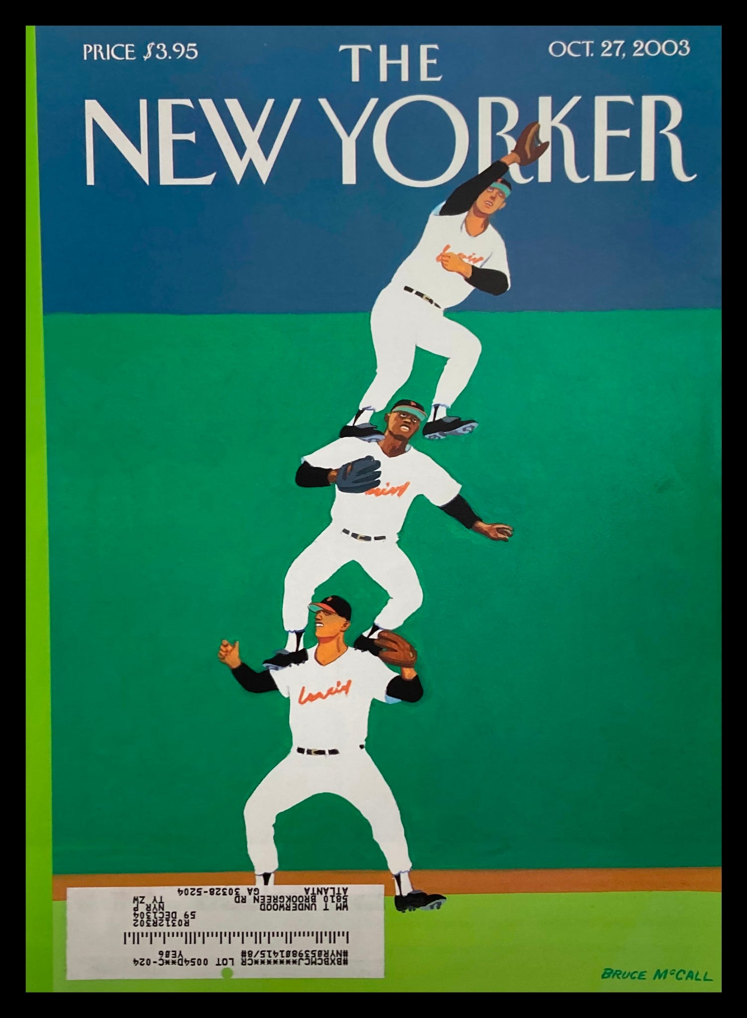 COVER ONLY The New Yorker October 27 2003 Fly Ball by Bruce McCall