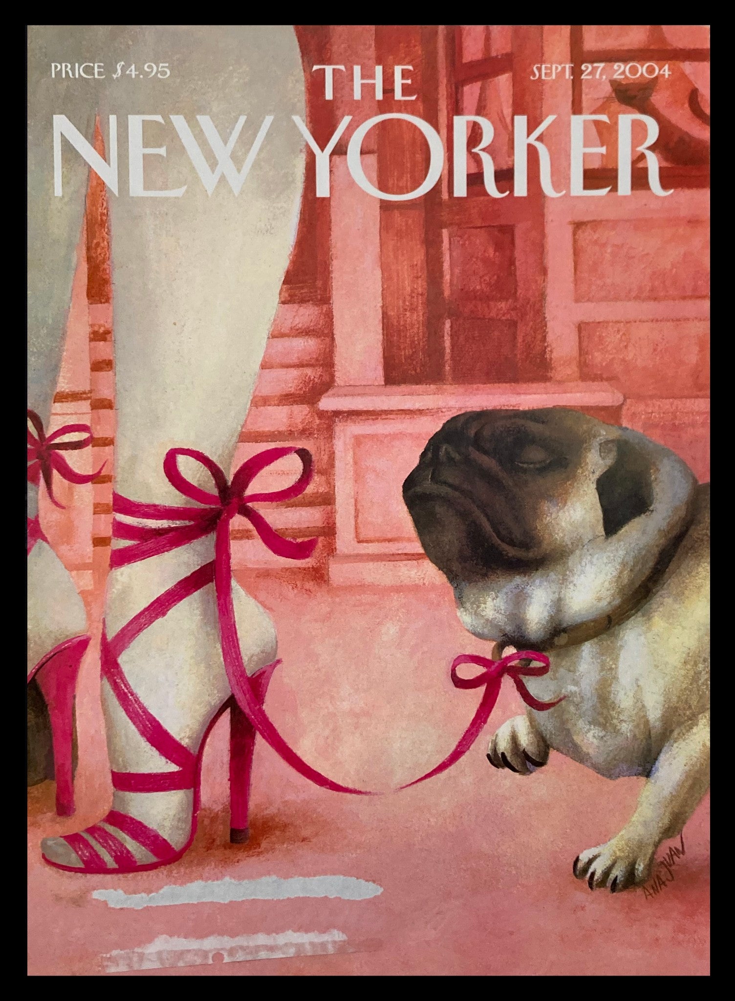 COVER ONLY The New Yorker September 27 2004 Laces and Pug by Ana Juan