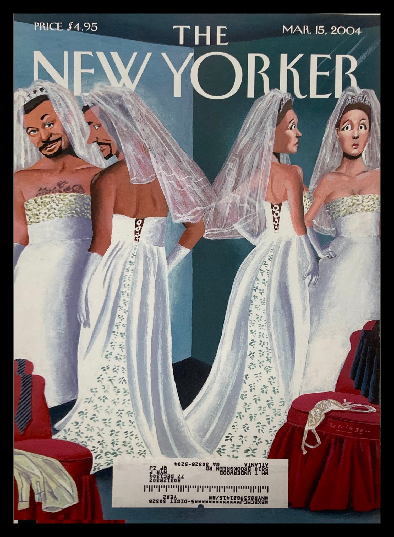 COVER ONLY The New Yorker March 15 2004 Dress Reversal by Mark Ulriksen