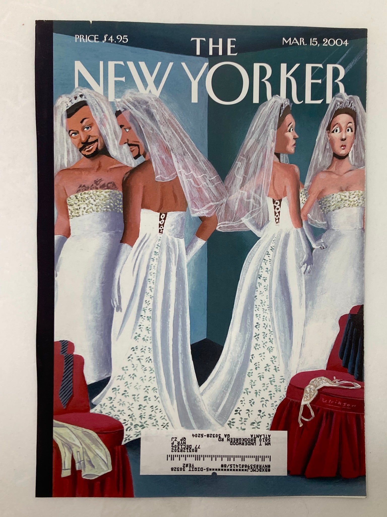 COVER ONLY The New Yorker March 15 2004 Dress Reversal by Mark Ulriksen