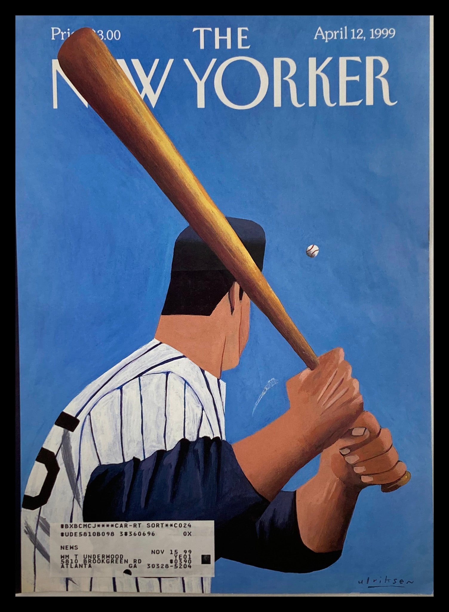 COVER ONLY The New Yorker April 12 1999 Opening Day by Mark Ulriksen