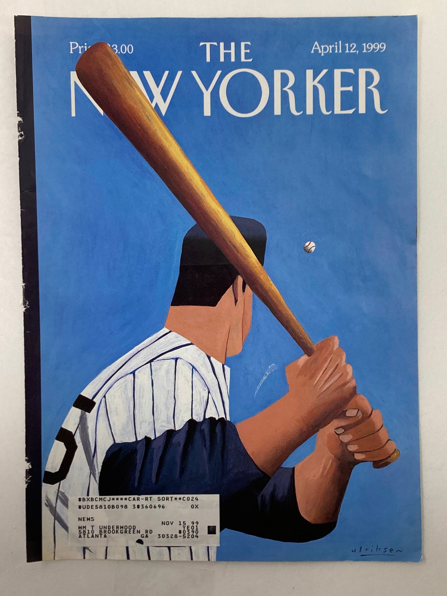 COVER ONLY The New Yorker April 12 1999 Opening Day by Mark Ulriksen