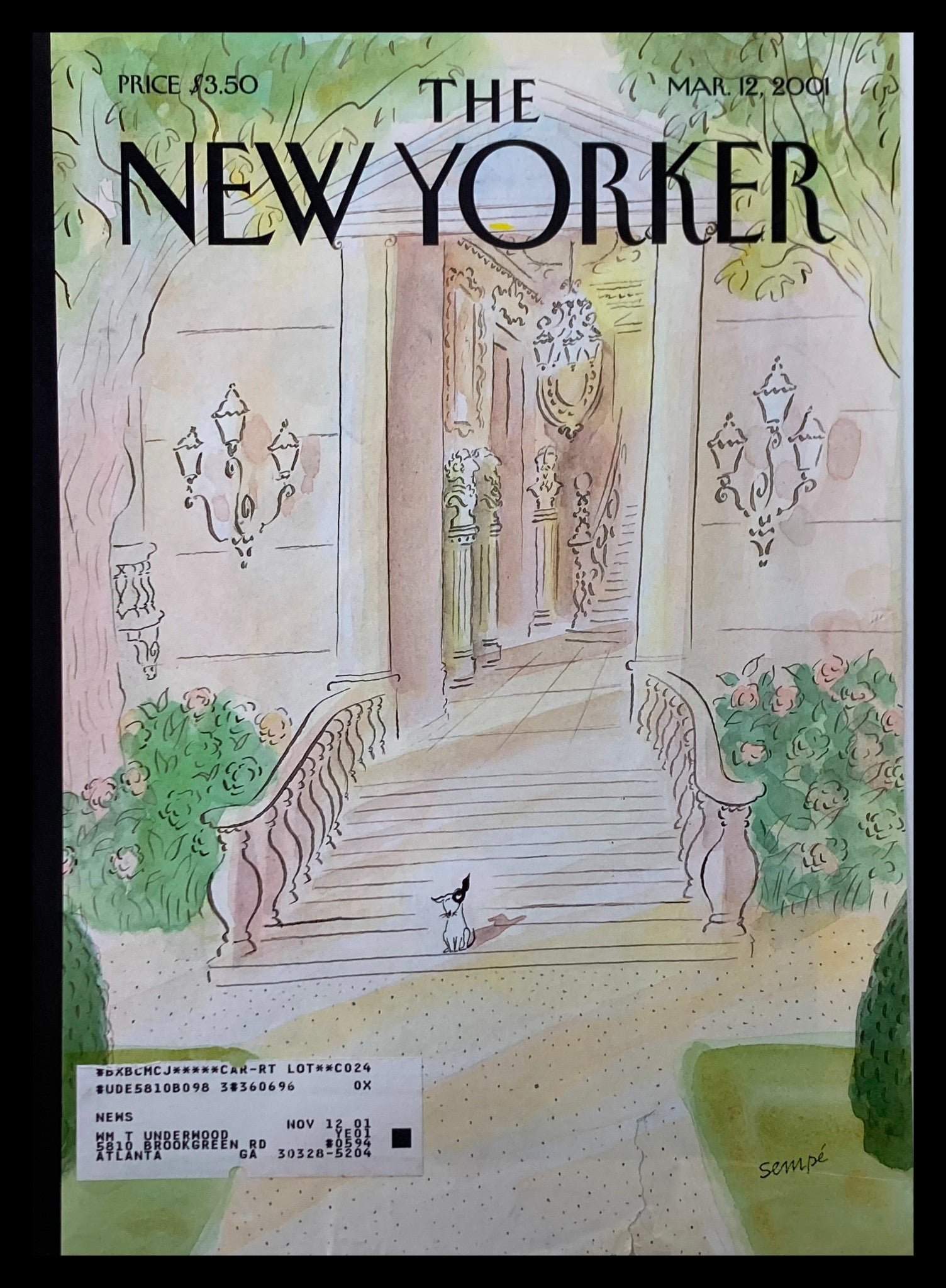 COVER ONLY The New Yorker March 12 2001 On His Way by Jean Jacques Sempe