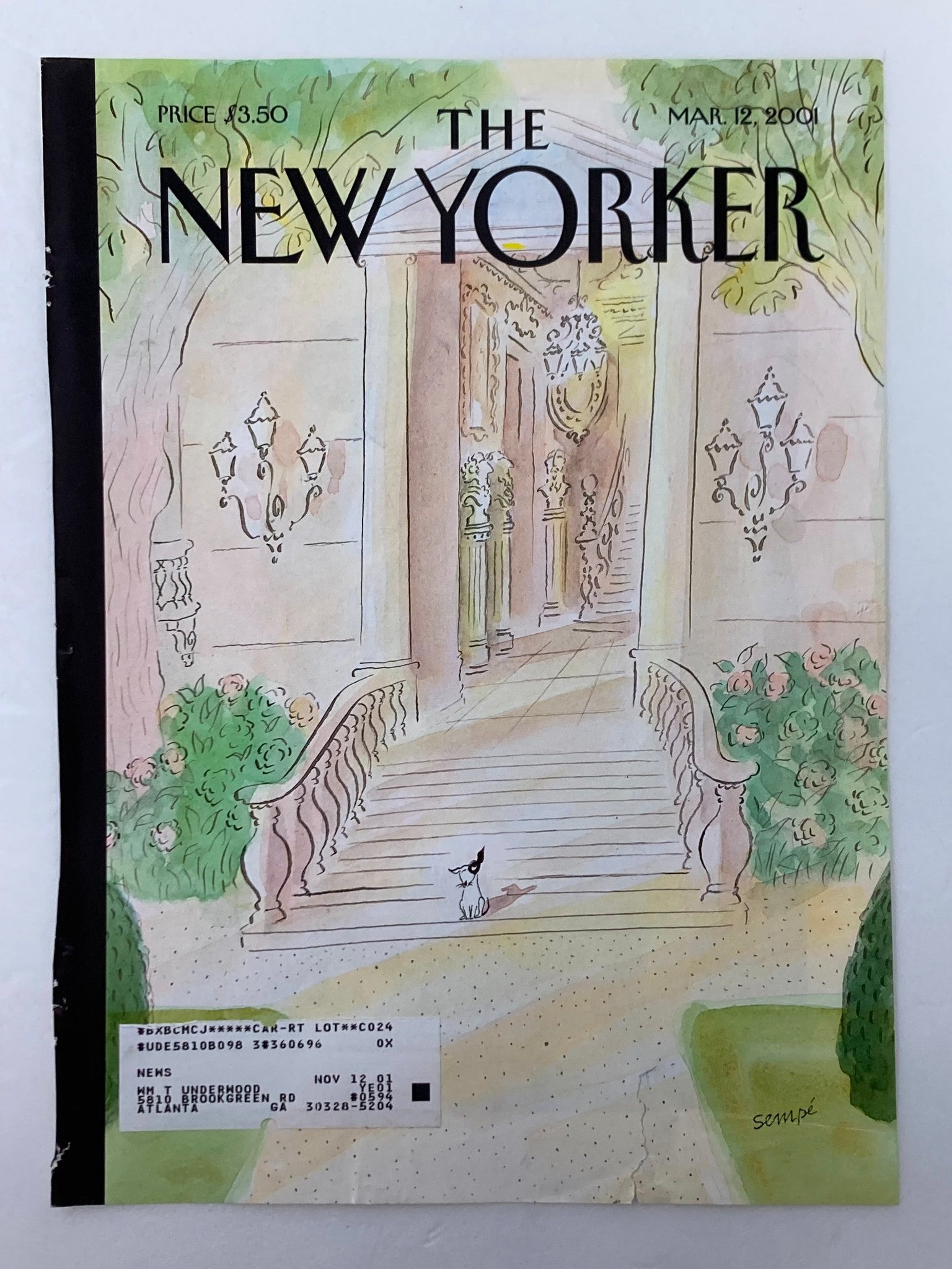 COVER ONLY The New Yorker March 12 2001 On His Way by Jean Jacques Sempe