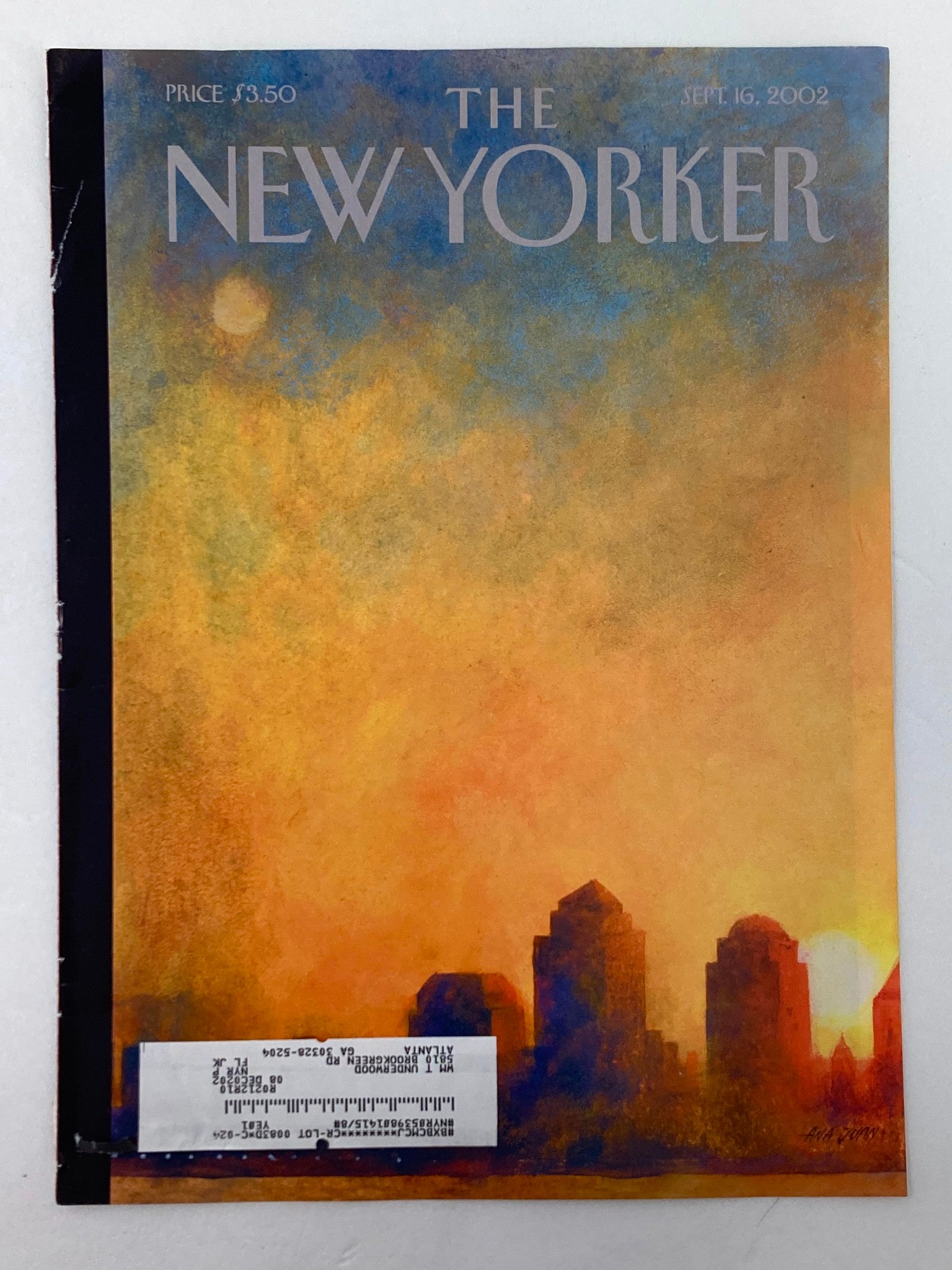 COVER ONLY The New Yorker September 16 2002 Dawn Over Manhattan by Ana Juan