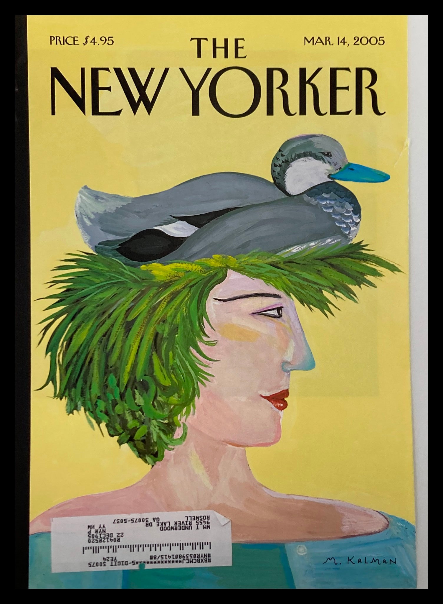 COVER ONLY The New Yorker March 14 2005 Duck Head by Maira Kalman