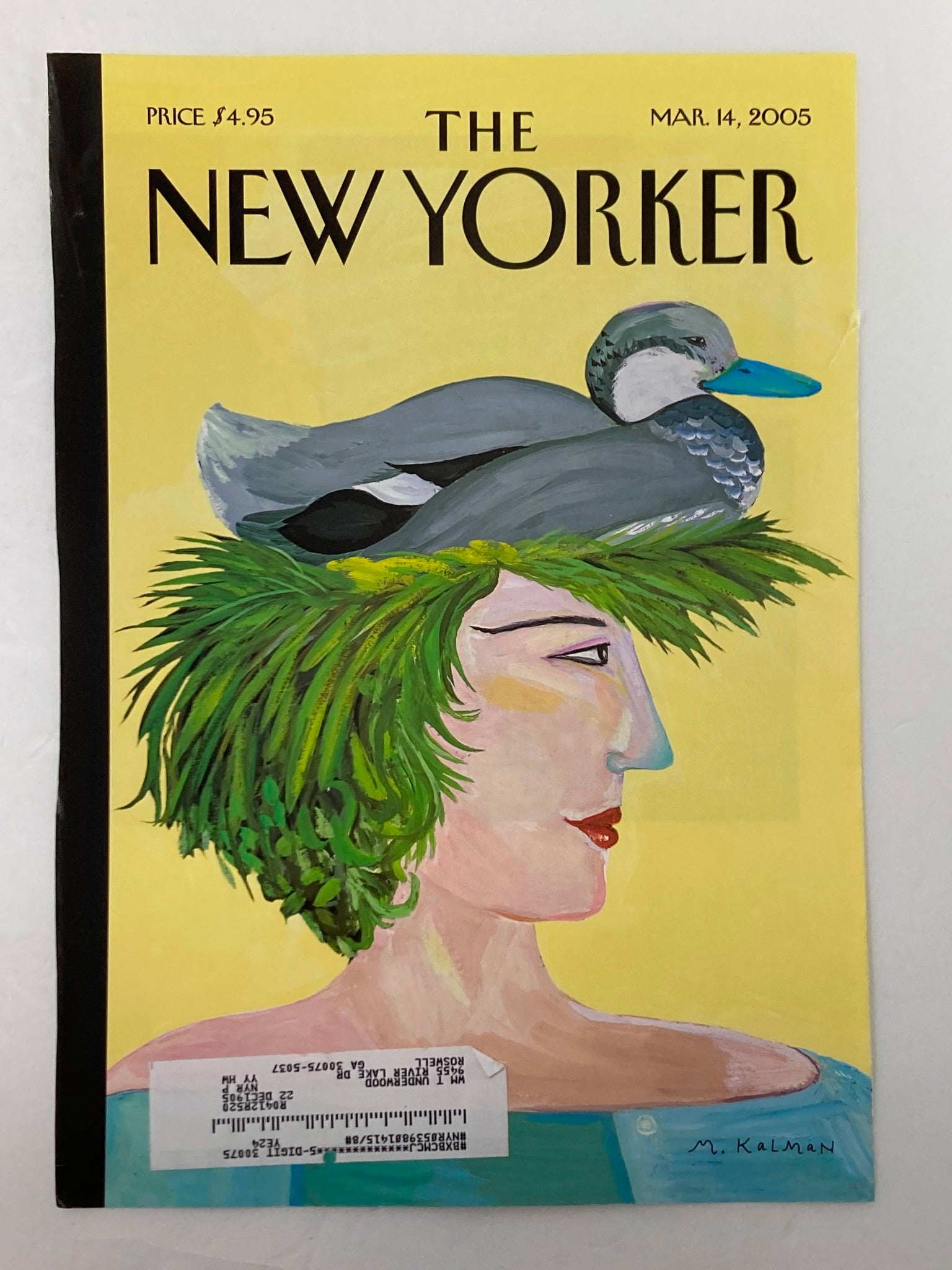 COVER ONLY The New Yorker March 14 2005 Duck Head by Maira Kalman