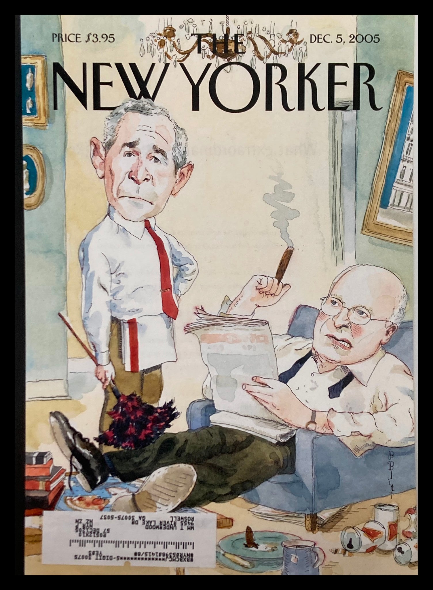 COVER ONLY The New Yorker December 5 2005 George Bush Dick Cheney by Barry Blitt