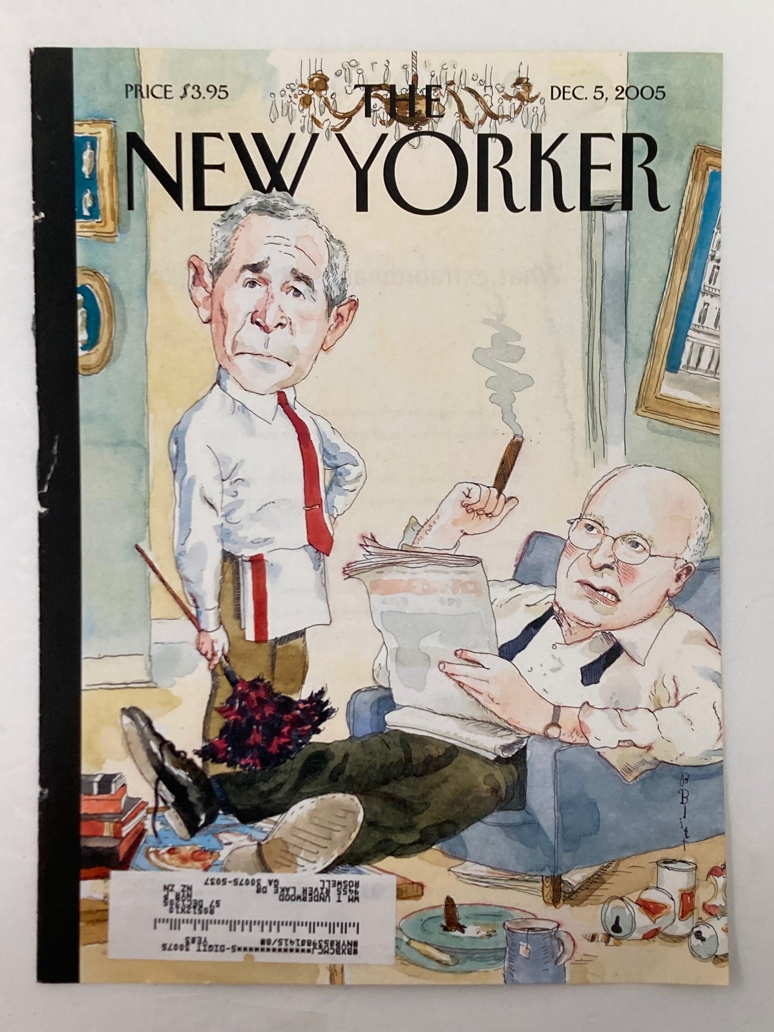 COVER ONLY The New Yorker December 5 2005 George Bush Dick Cheney by Barry Blitt