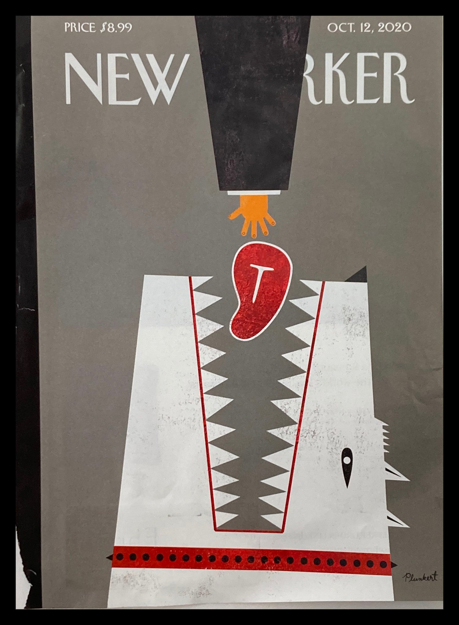 COVER ONLY The New Yorker October 12 2020 T-Bone Meat by David Plunkert No Label