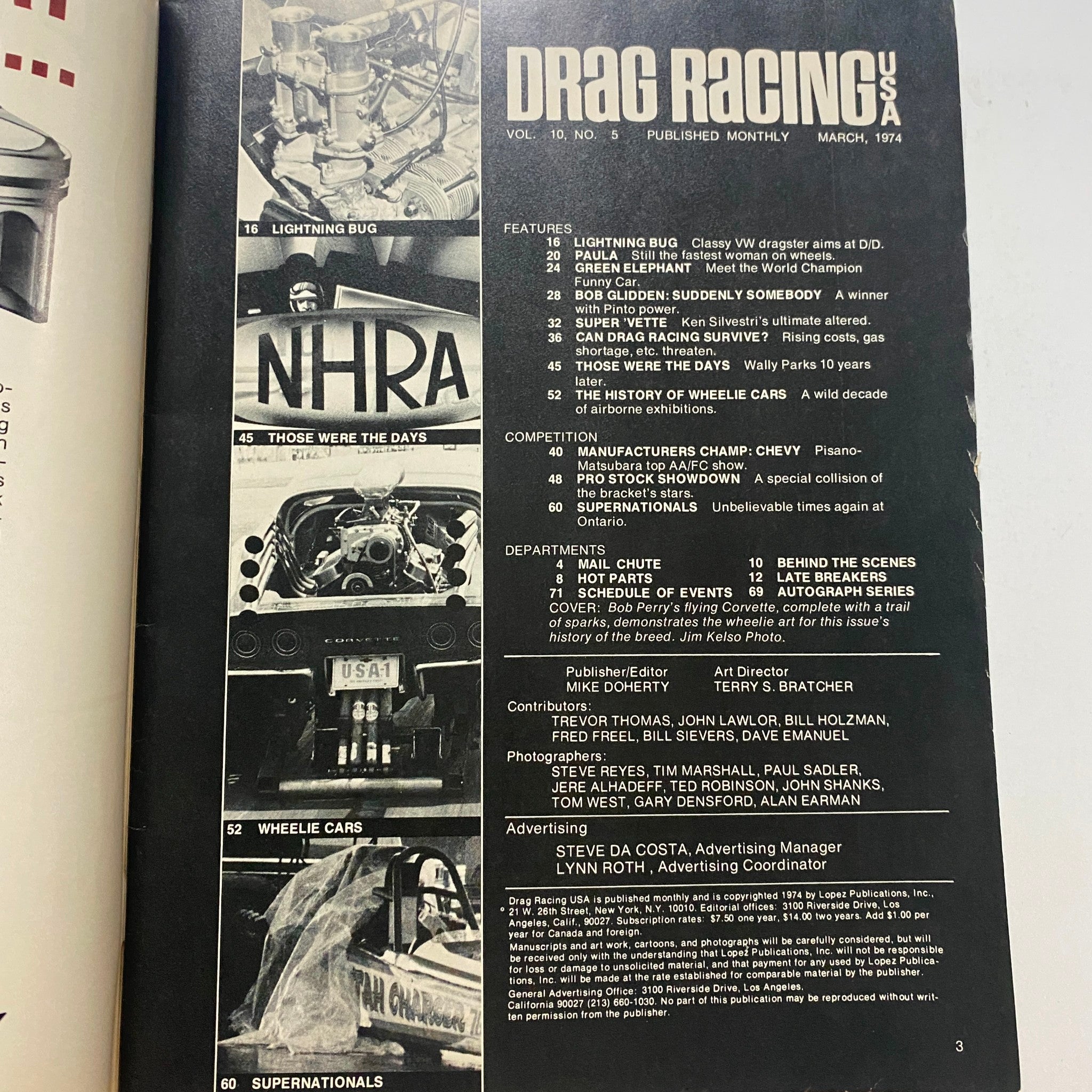 VTG Drag Racing USA Magazine March 1974 MFGR's Championship No Label