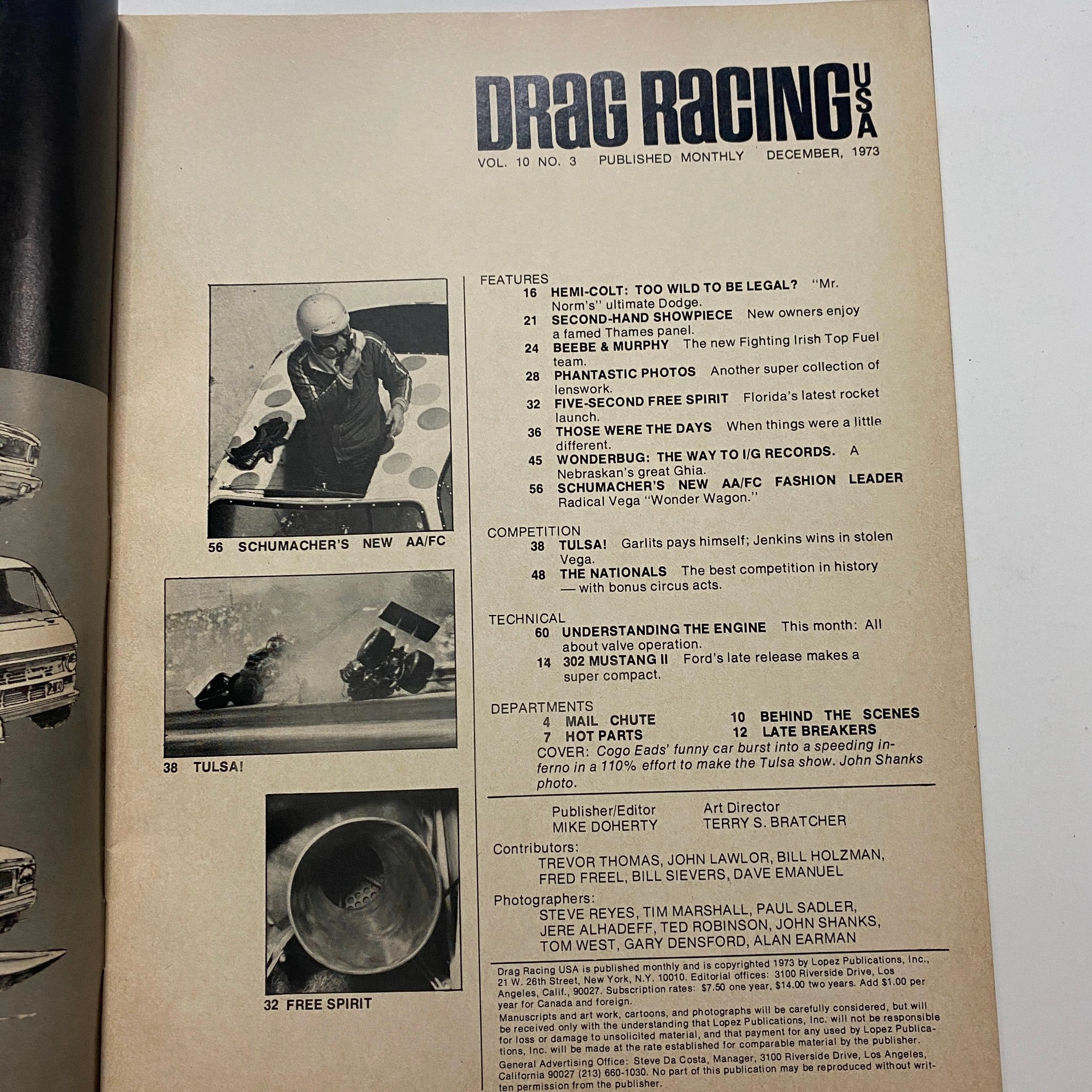 VTG Drag Racing USA Magazine December 1973 Crash and Burn Issue No Label VG