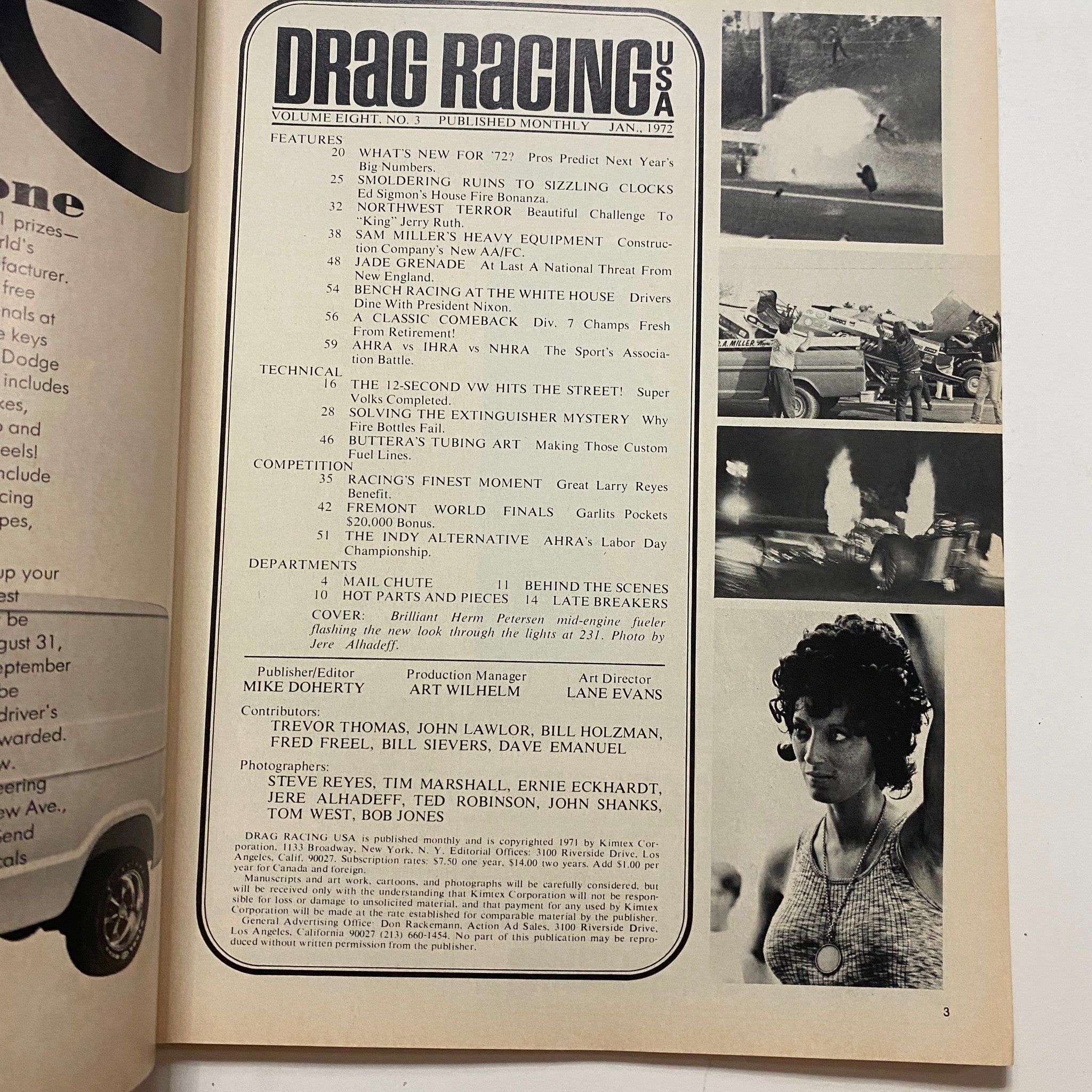 VTG Drag Racing USA Magazine January 1972 AHRA vs IHRA vs NHRA No Label VG