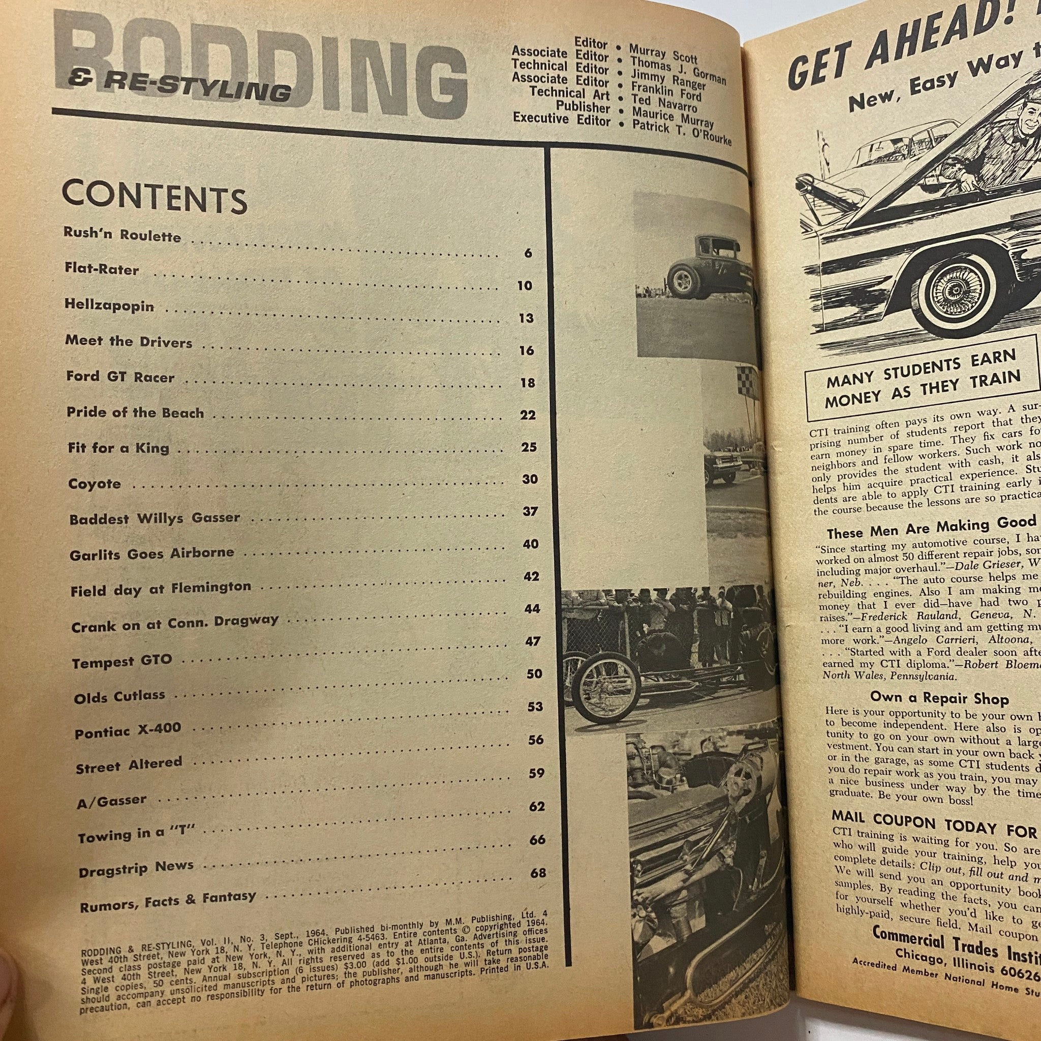 Rodding & Re-Styling Magazine September 1964 Scoop Factory Custom Rods No Label