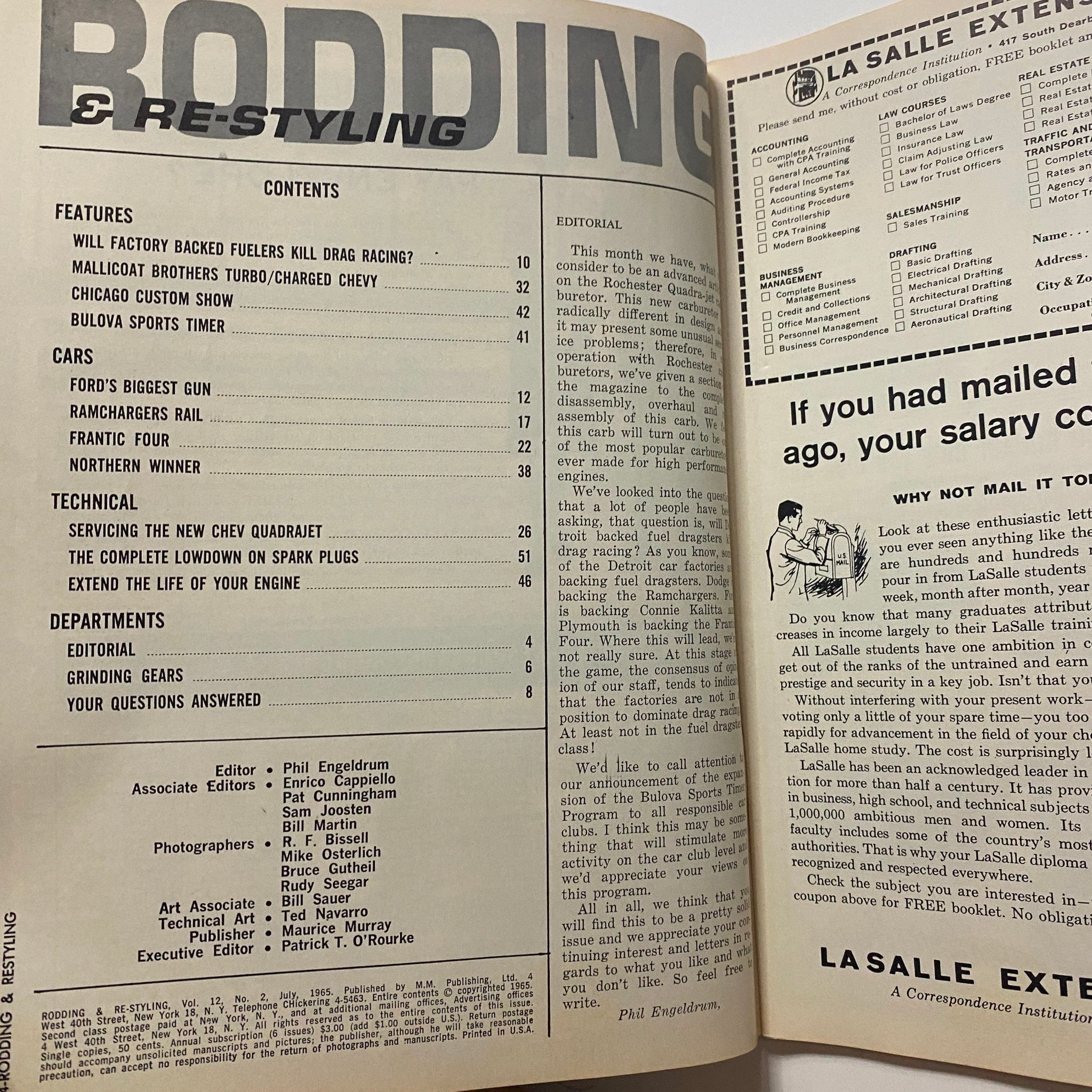 Rodding & Re-Styling Magazine July 1965 The Lowdown on Spark Plugs No Label