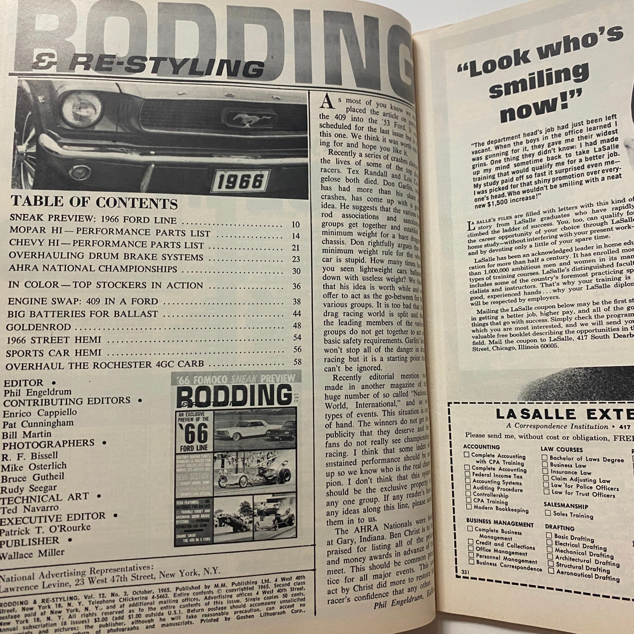 Rodding & Re-Styling Magazine October 1965 Engine Swap 409 Ford No Label VG