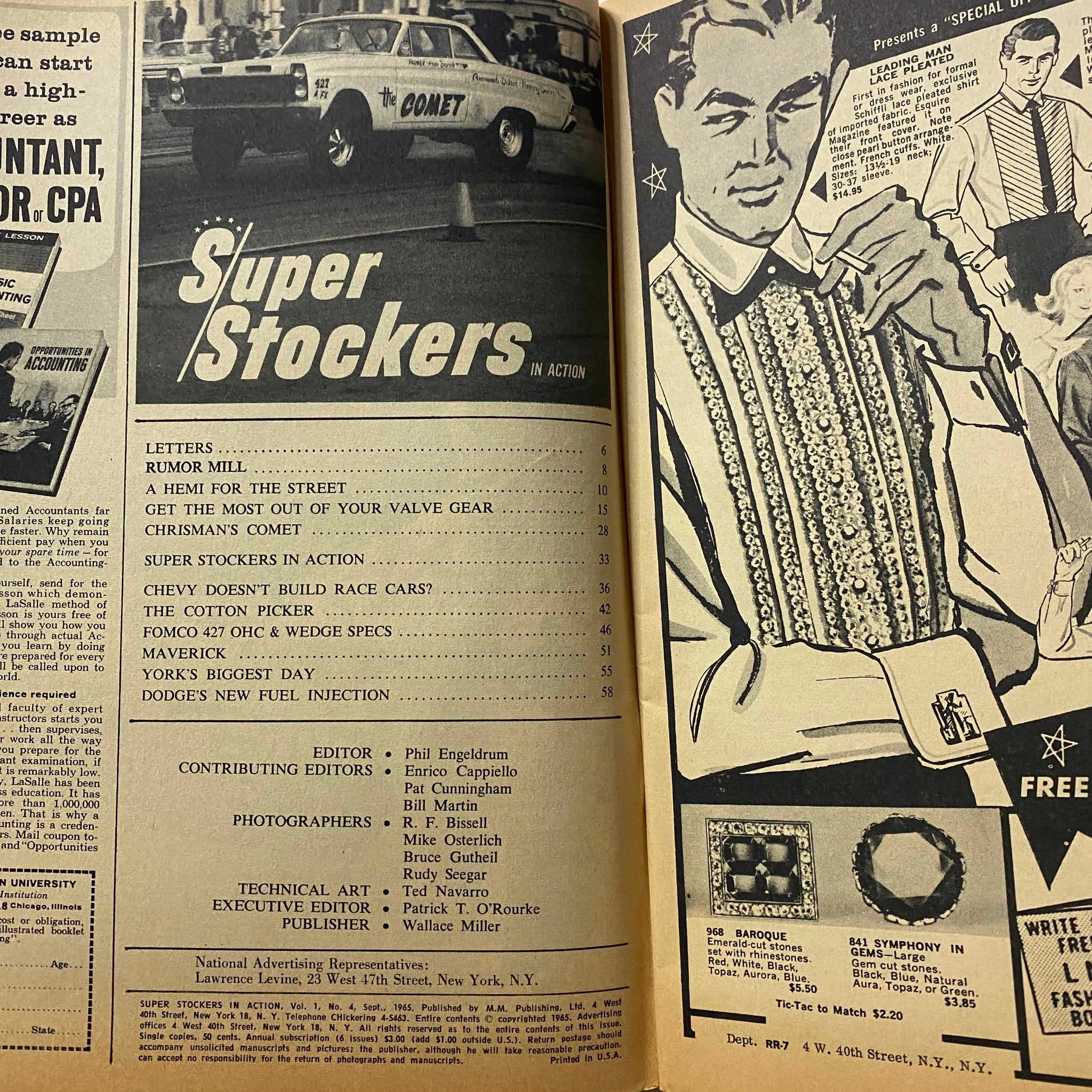 Super Stockers in Action Magazine September 1965 A Hemi for the Street No Label