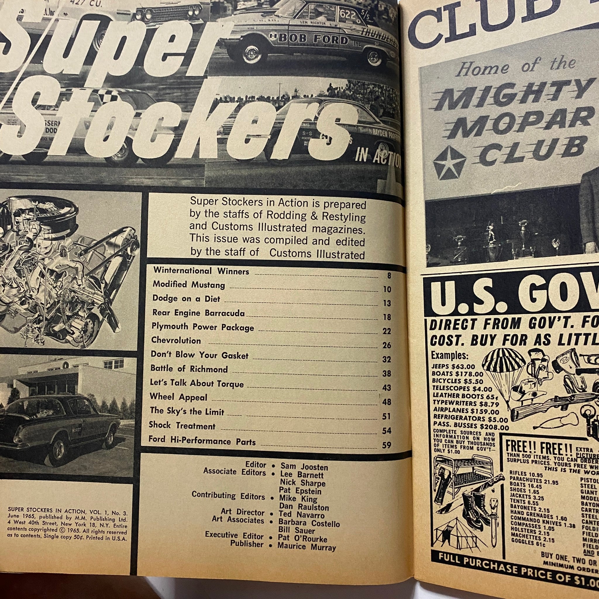 Super Stockers in Action Magazine June 1965 Chevy's Newest The 396 No Label