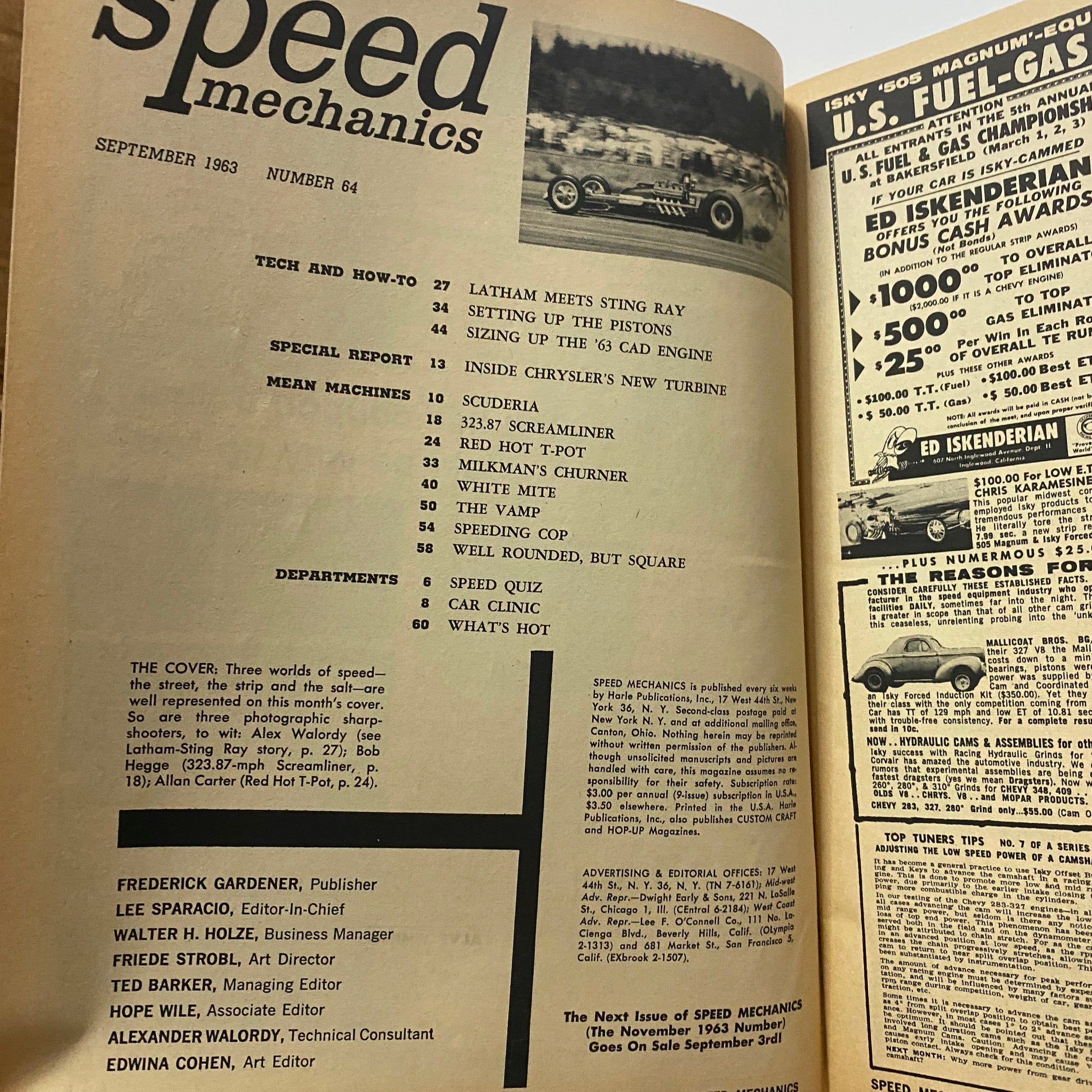 VTG Speed Mechanics Magazine September 1963 The '63 Cad Mill for Strip No Label