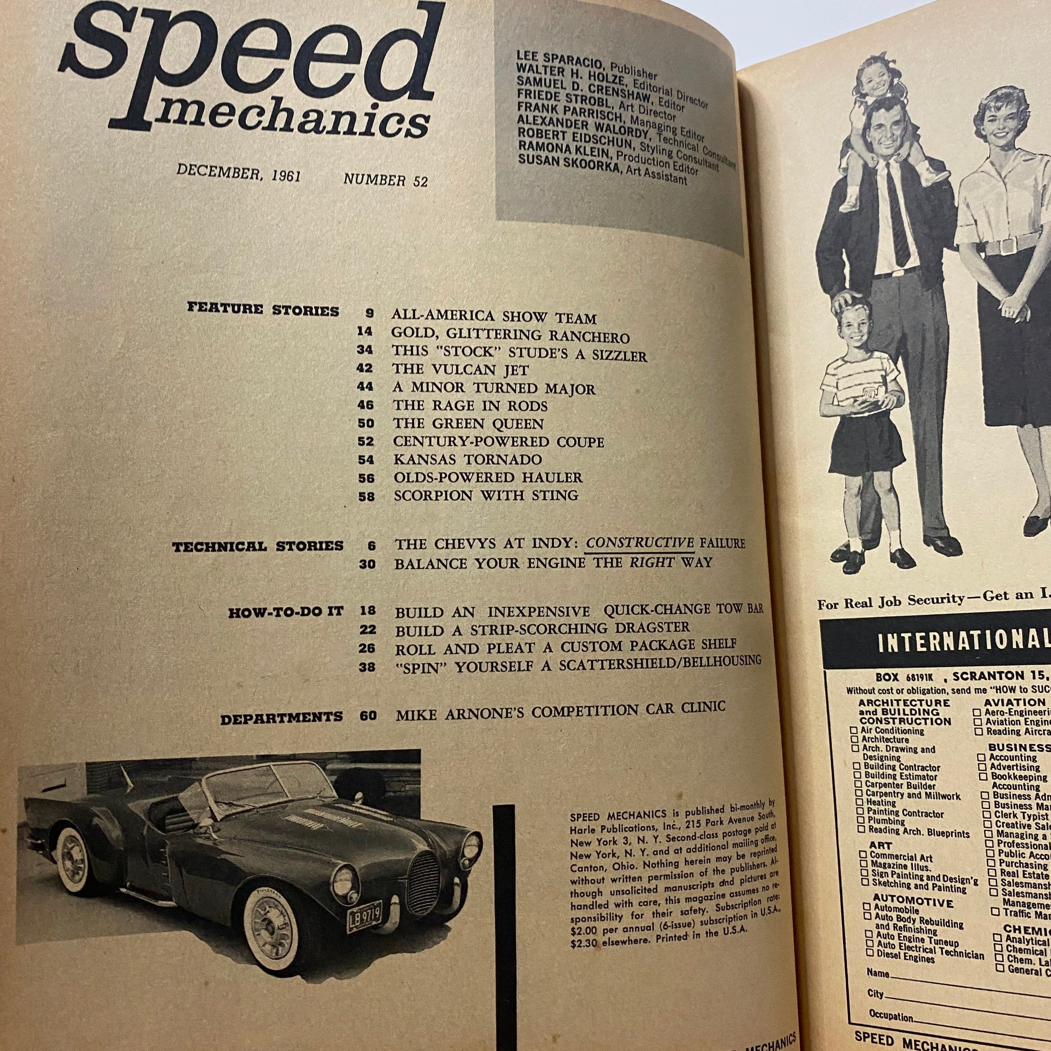 VTG Speed Mechanics Magazine December 1961 Custom's Package Shelf No Label