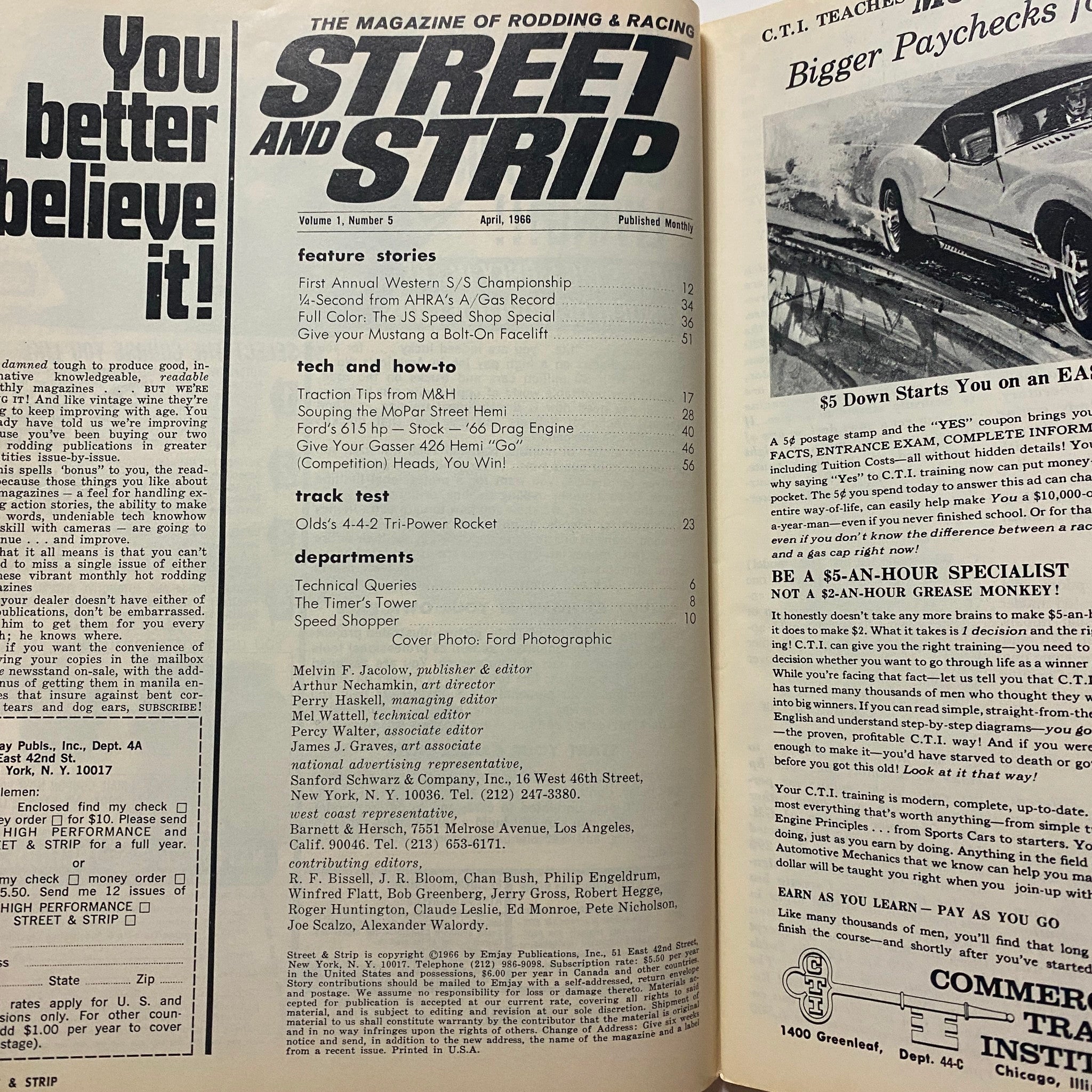 VTG Street & Strip Magazine April 1966 Traction Tips from M&H No Label