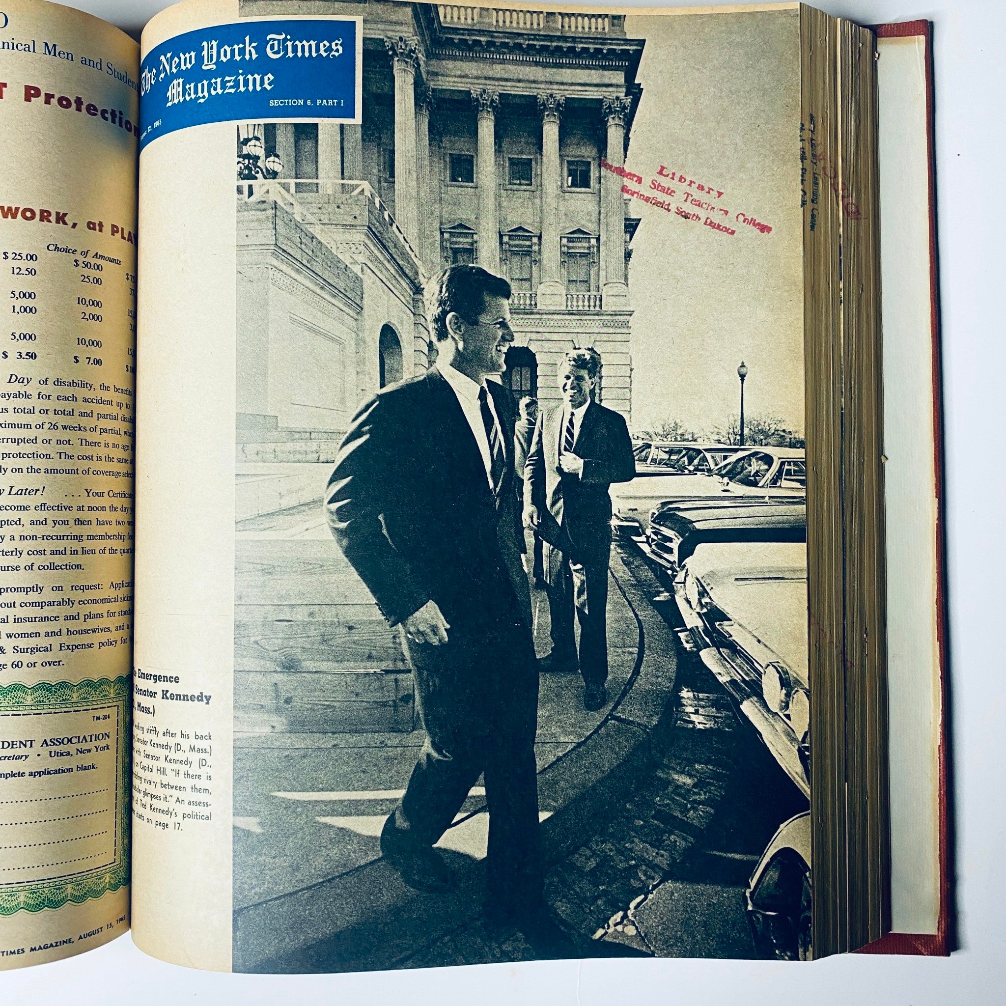 The New York Times Library Edition Bound Magazine 1965 July - September; featuring an image of political figures captured outside a building, exemplifying the political climate of the 1960s.