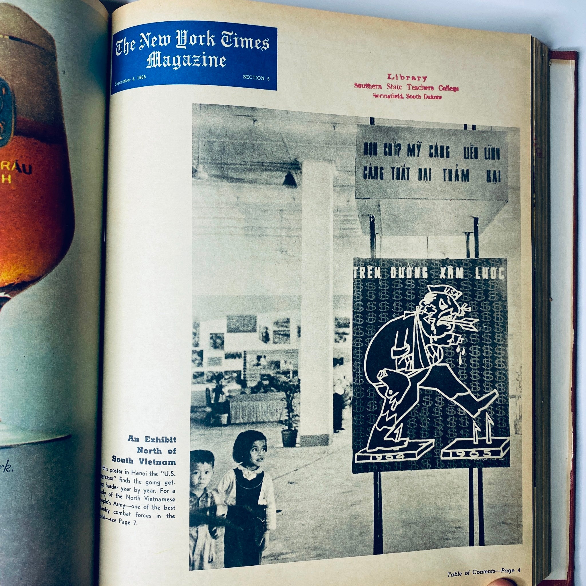 Cover page of The New York Times Library Edition Bound Magazine, featuring an exhibit North of South Vietnam, from September 1965.