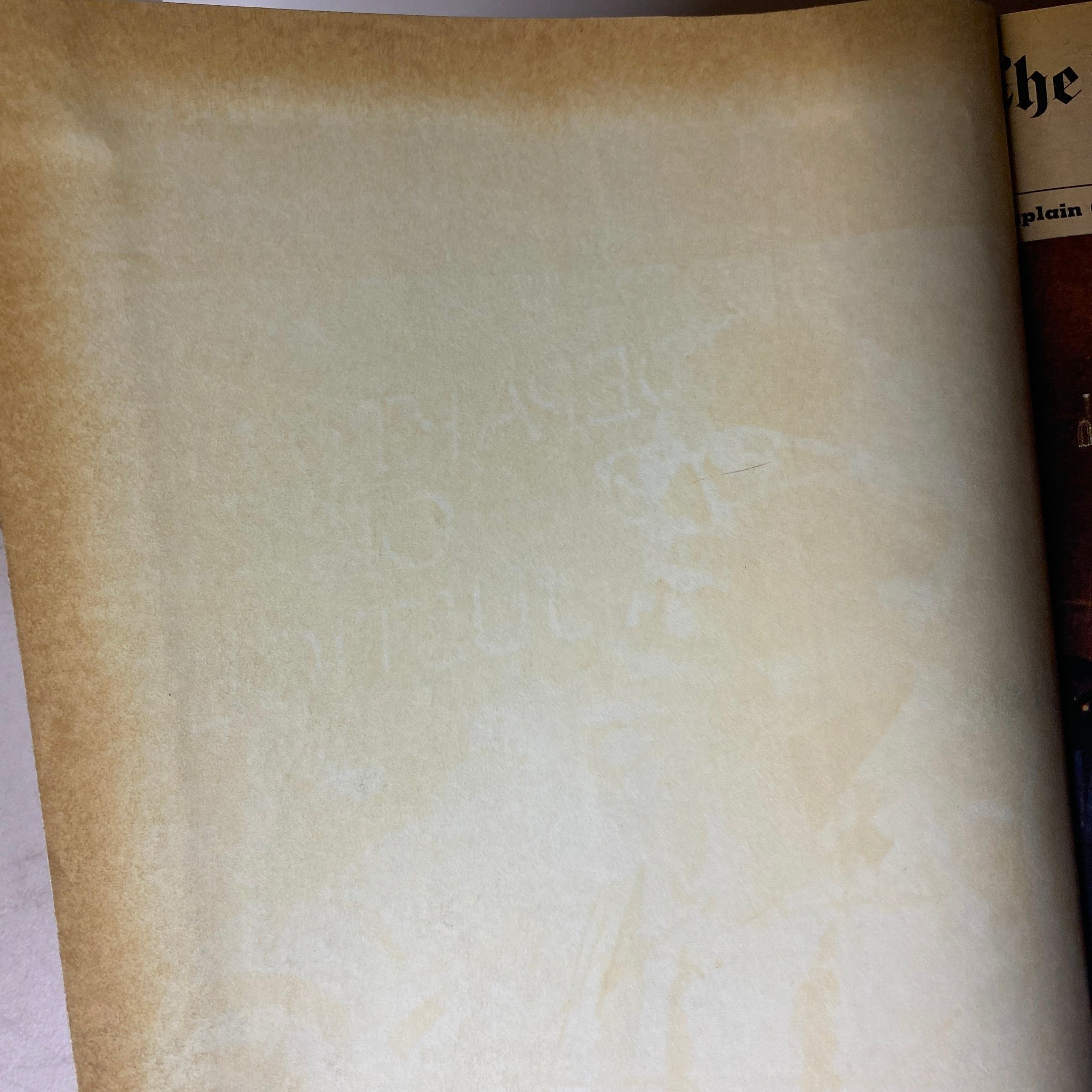 Interior view of The New York Times Library Edition Bound Magazine March - April 1968, revealing an age-marked page with subtle discoloration.