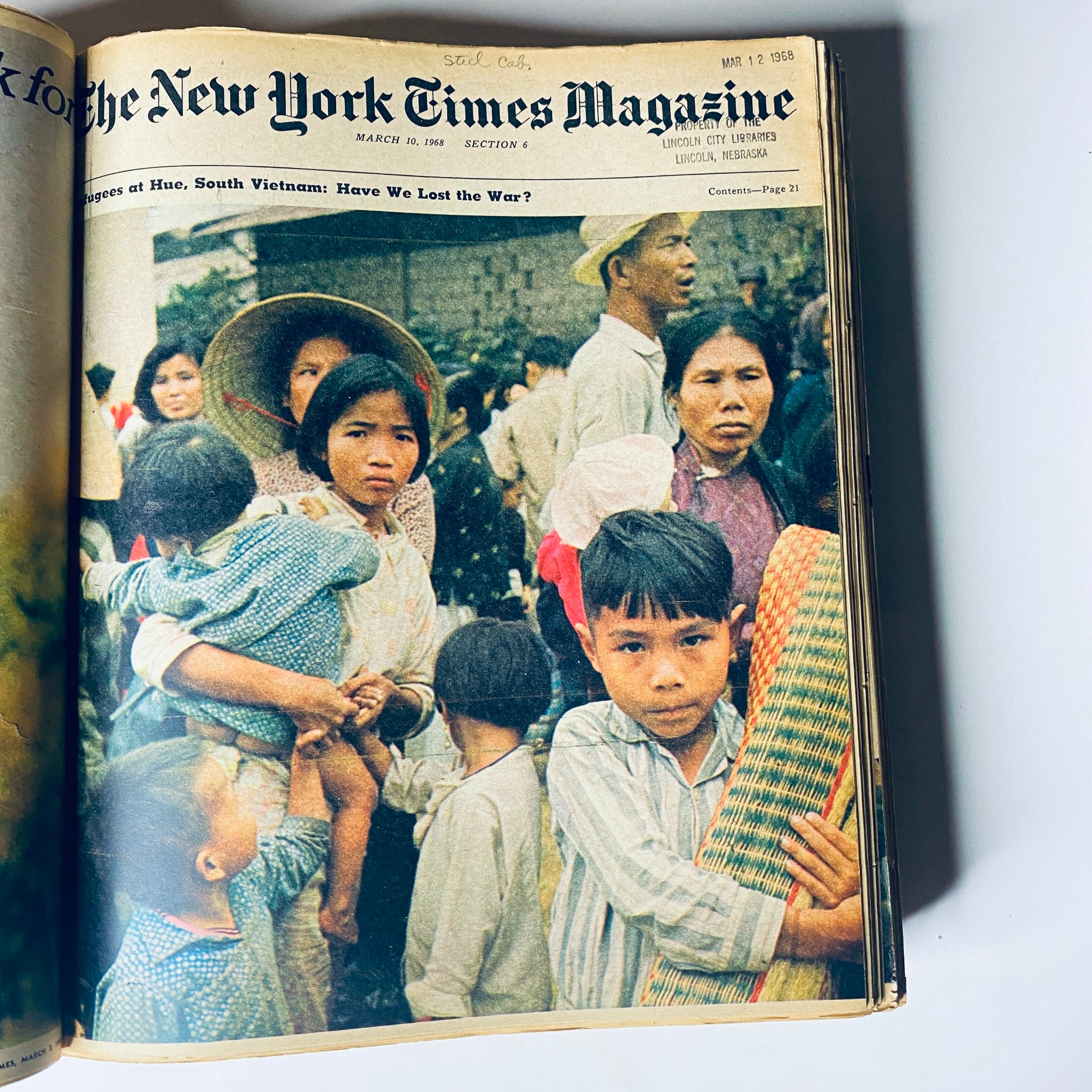 Cover of The New York Times Magazine March 10, 1968 depicting Vietnamese children amidst a crowd, illustrating the impacts of the Vietnam War.