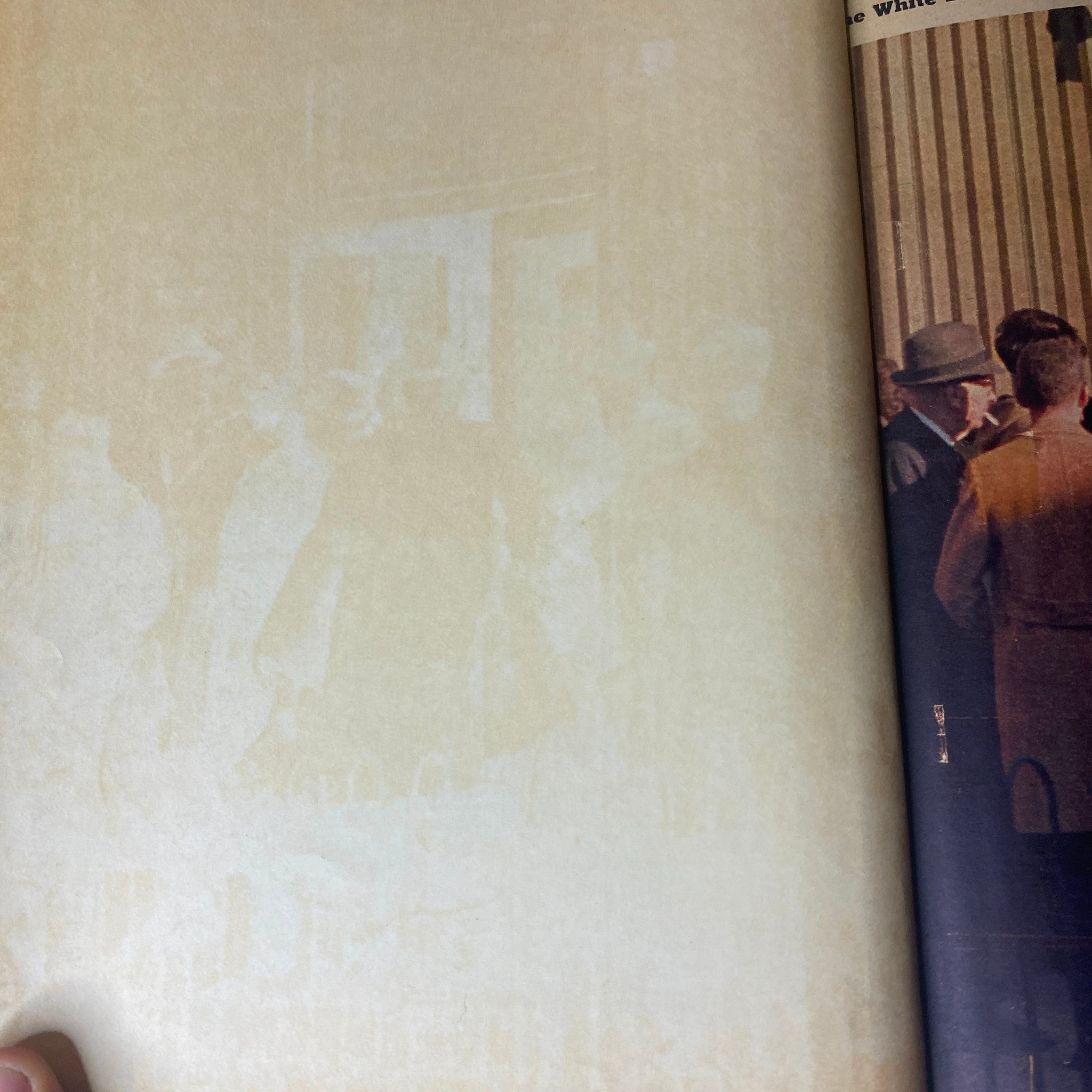 Interior page of The New York Times Library Edition Bound Magazine January - February 1968, showing a faded image and surrounding text.
