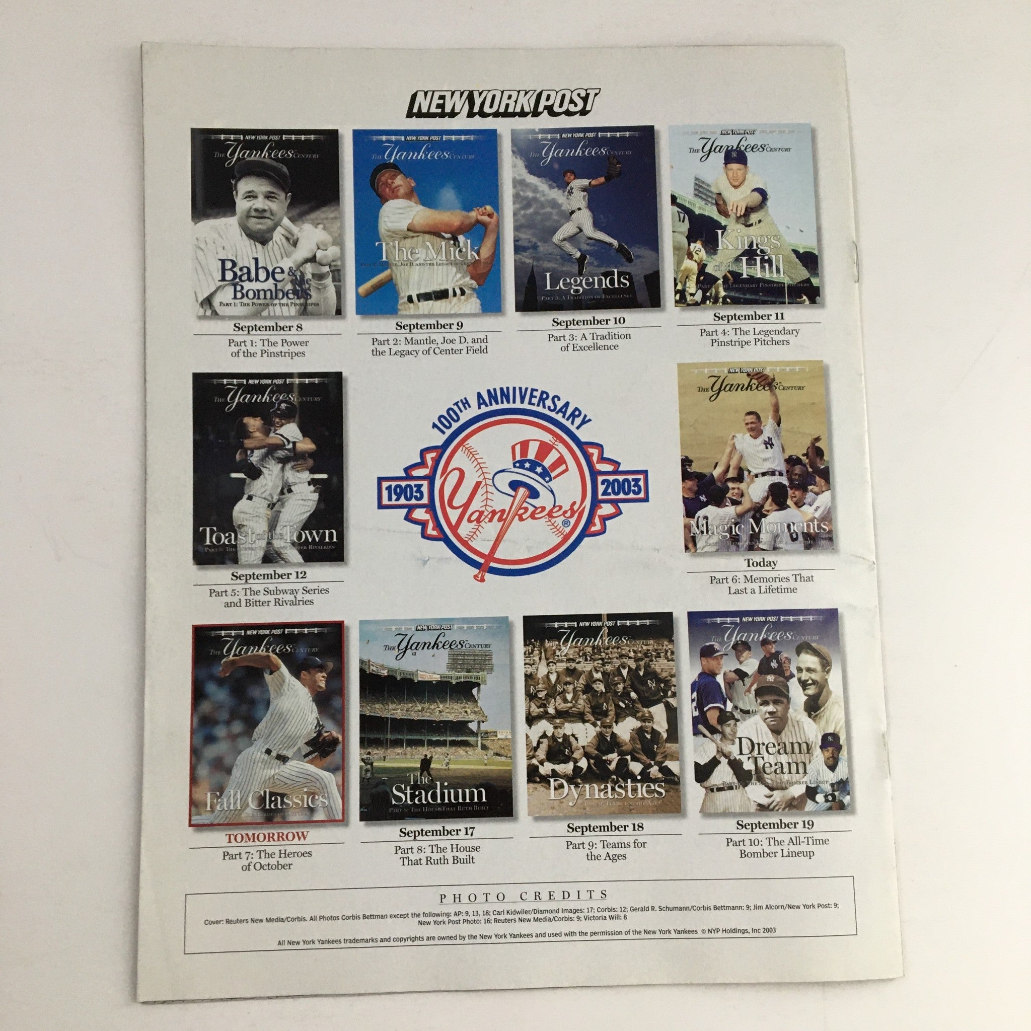 New York Post 2003 The Yankees Century Legends Part 6 David Cone & Magic Moments