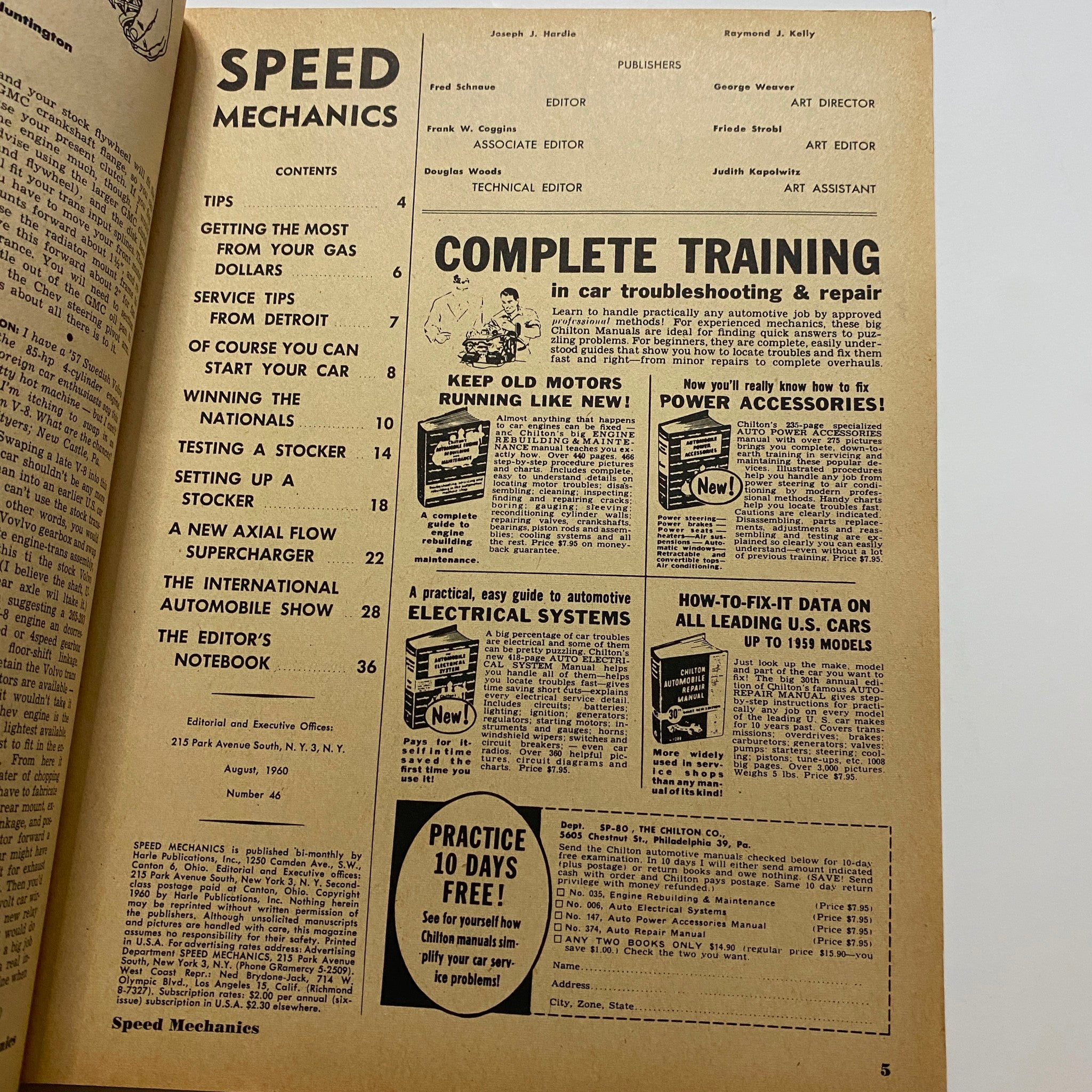 VTG Speed Mechanics Magazine August 1960 International Automobile Show No Label