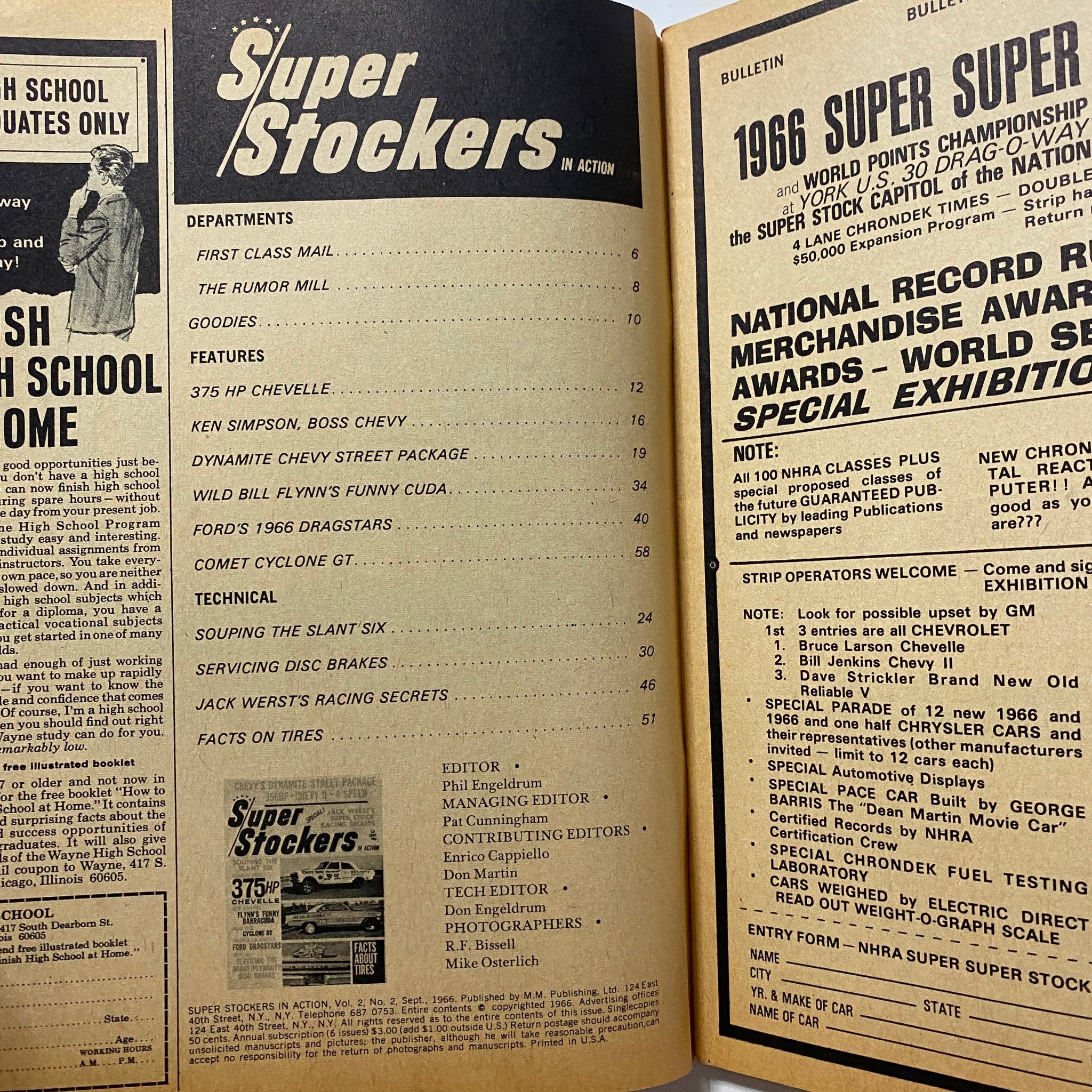 Super Stockers in Action Magazine September 1966 Souping The Slant Six No Label