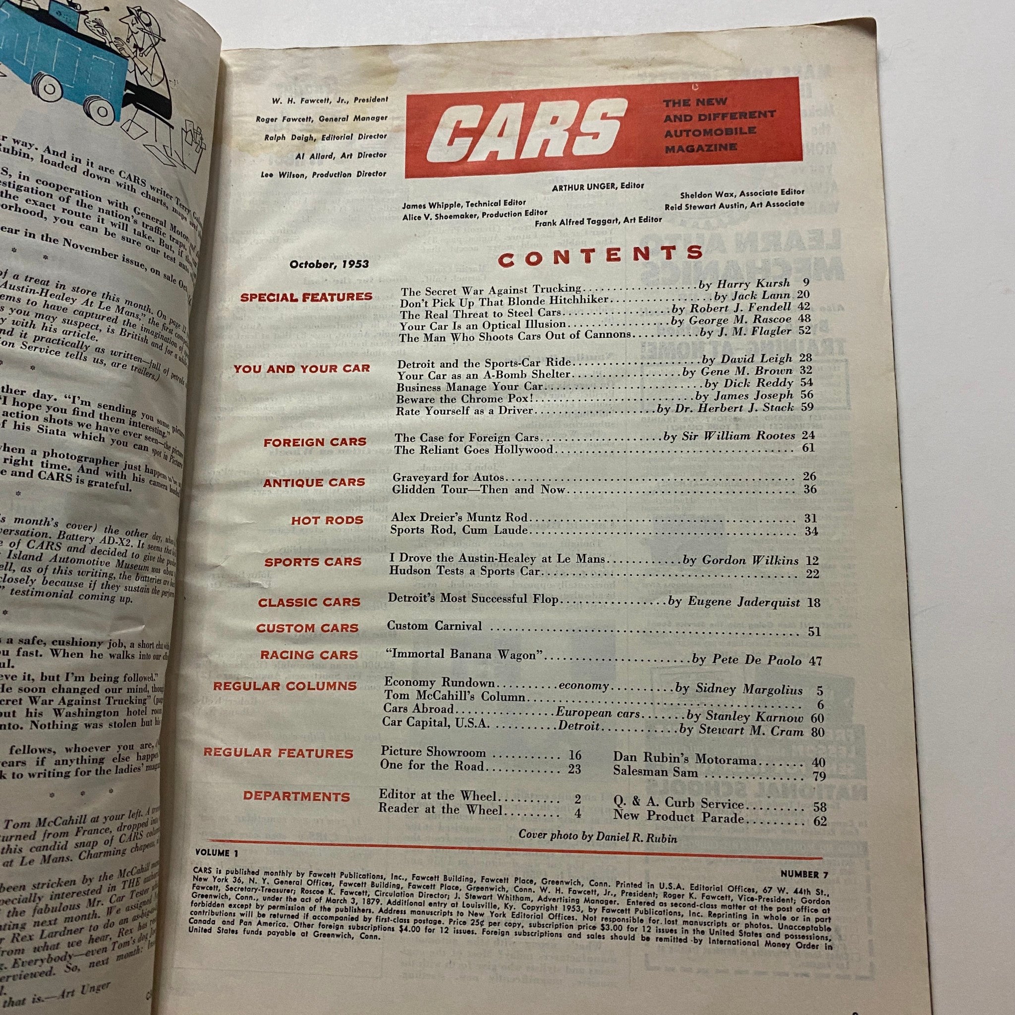 VTG Cars Magazine October 1953 Vol 1 No. 7 Austin Clark GD Interior No Label