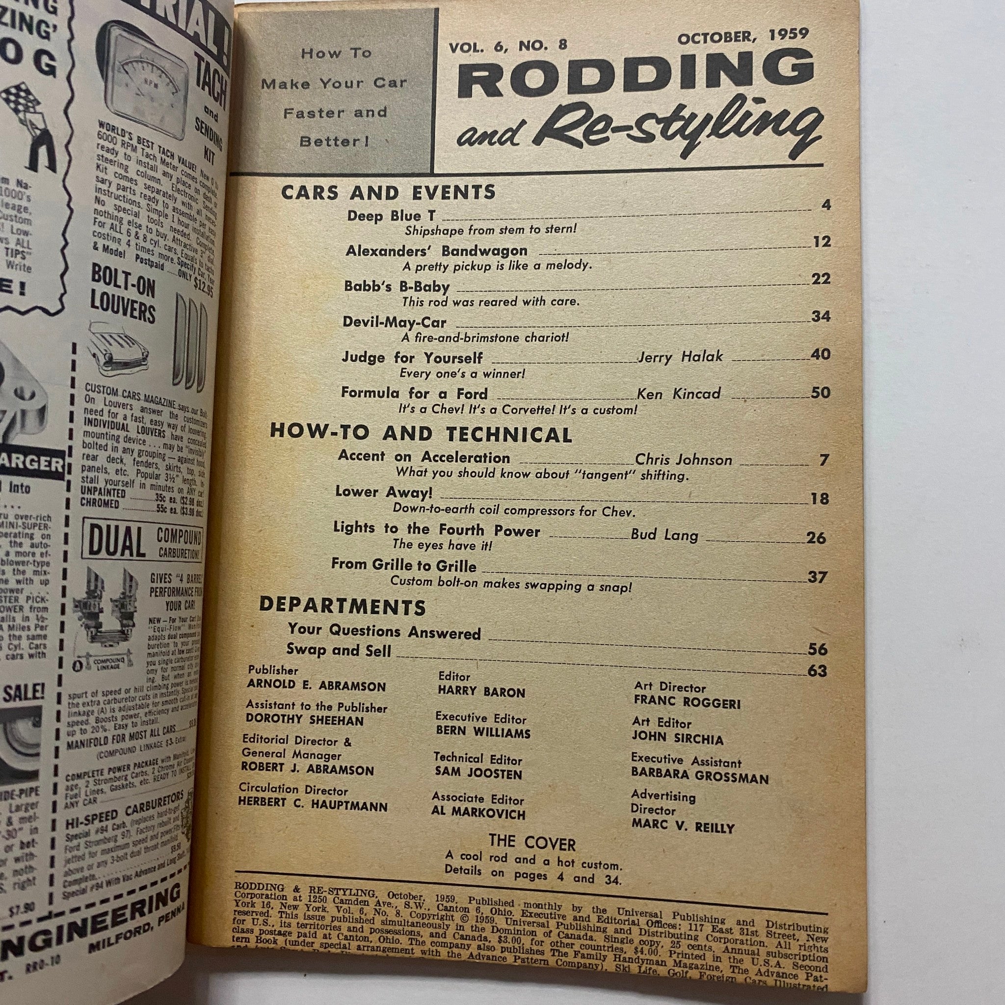 VTG Rodding & Re-Styling Magazine October 1959 Candy Apple Custom No Label